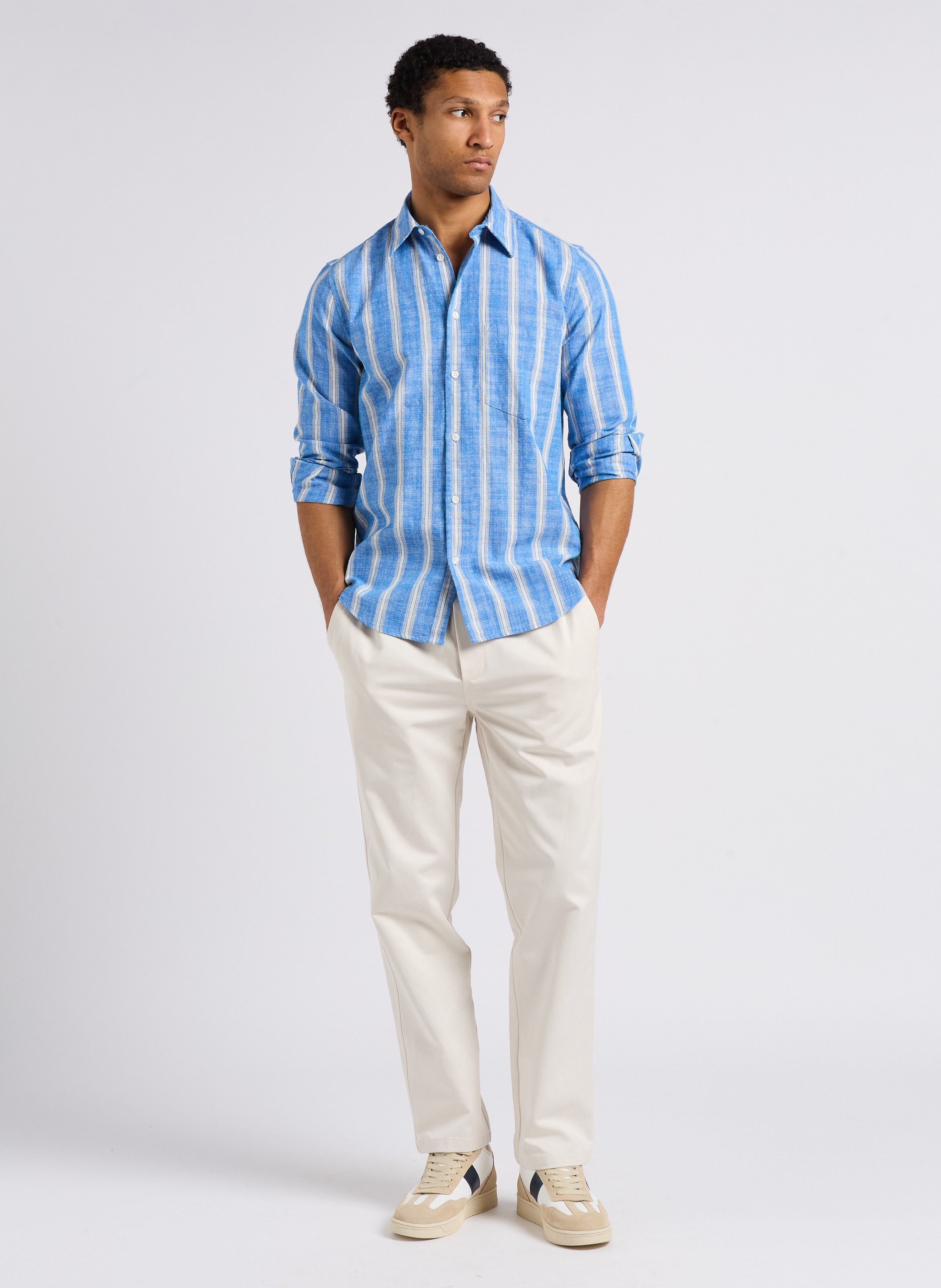 Straight-leg organic cotton-blend pants SAMSOE SAMSOE White