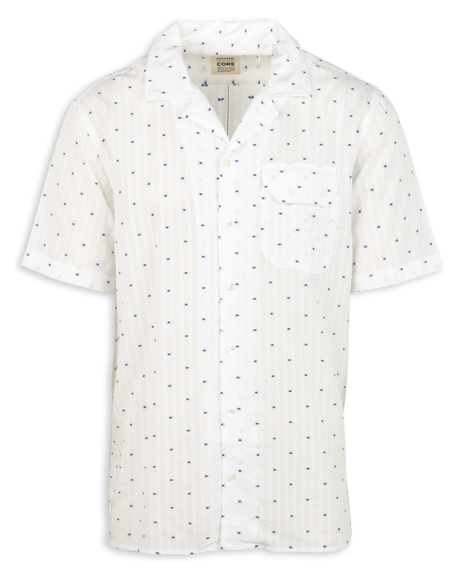 Chemise col cubain jacquard HOMECORE Blanc