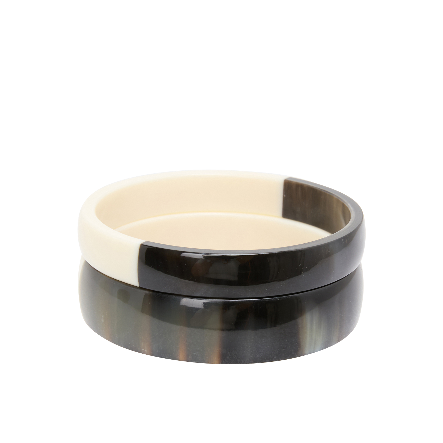 Conjunto de dos brazaletes redondos bimateriales FEEKA Blanco