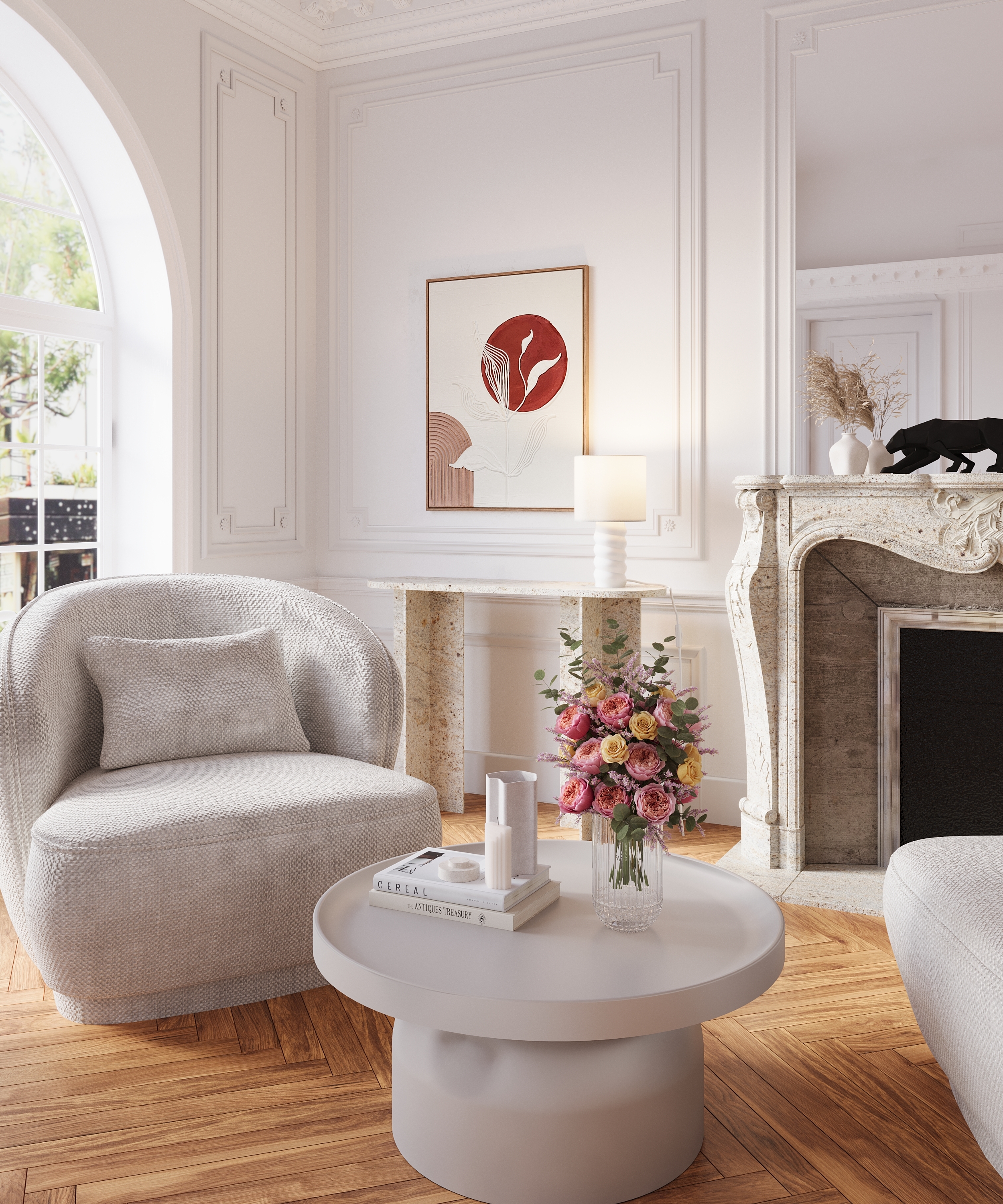 Designer fabric armchair POTIRON PARIS White
