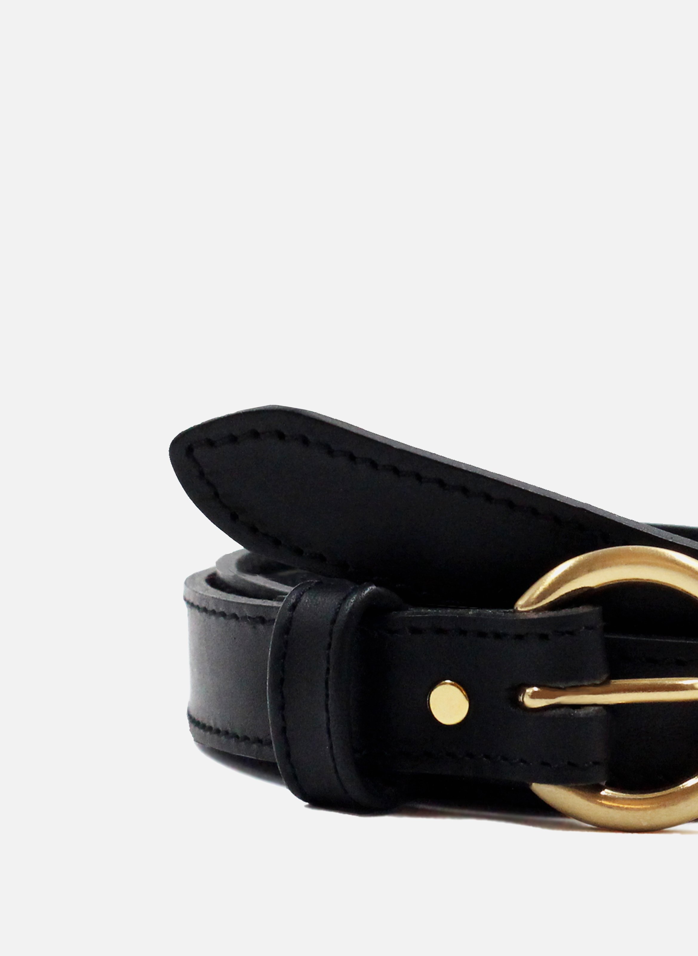 Belt with gold buckle smooth leather JULES & JENN Black