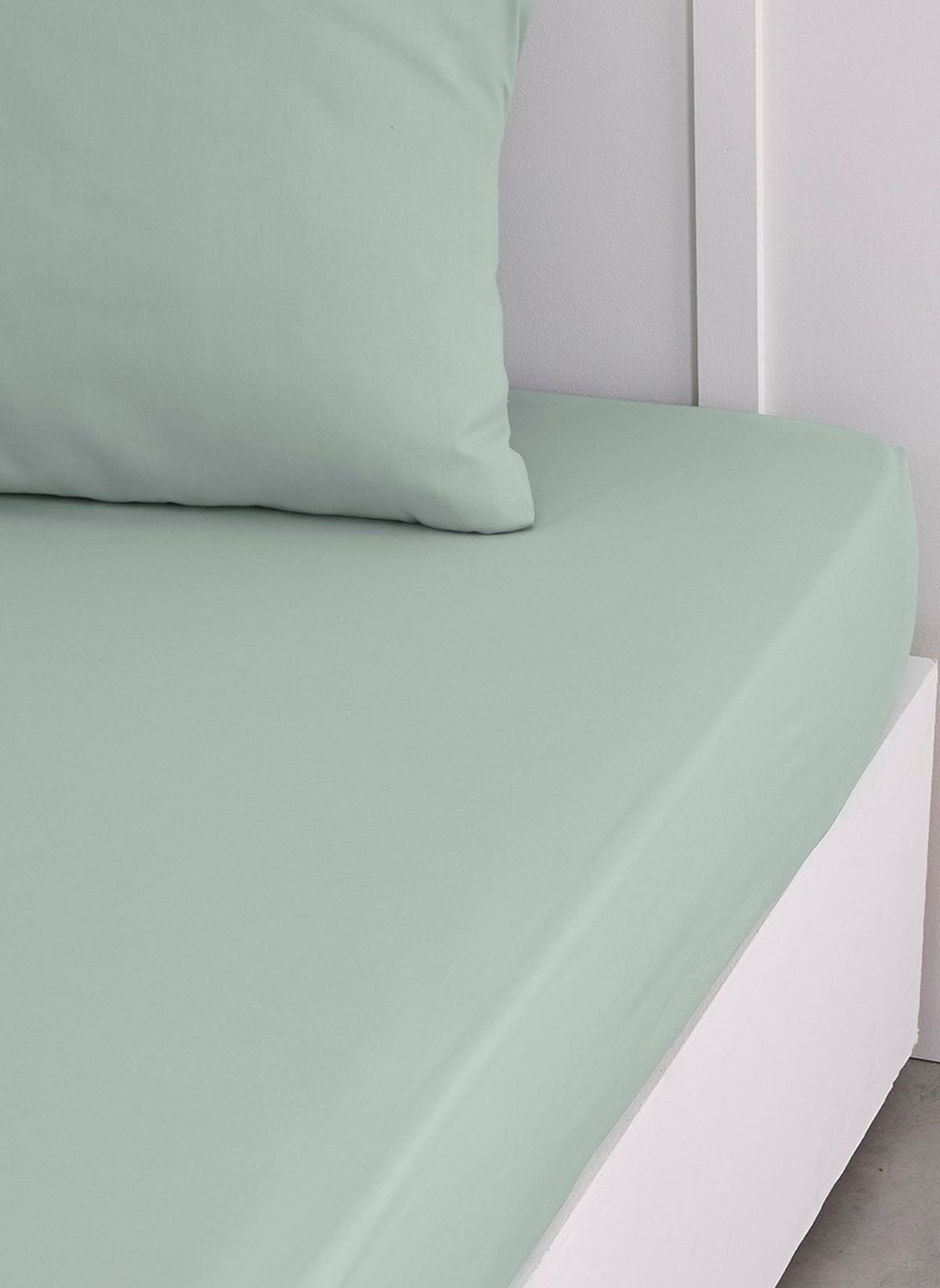 Solid color fitted sheet in cotton TODAY LINGE DE MAISON Green