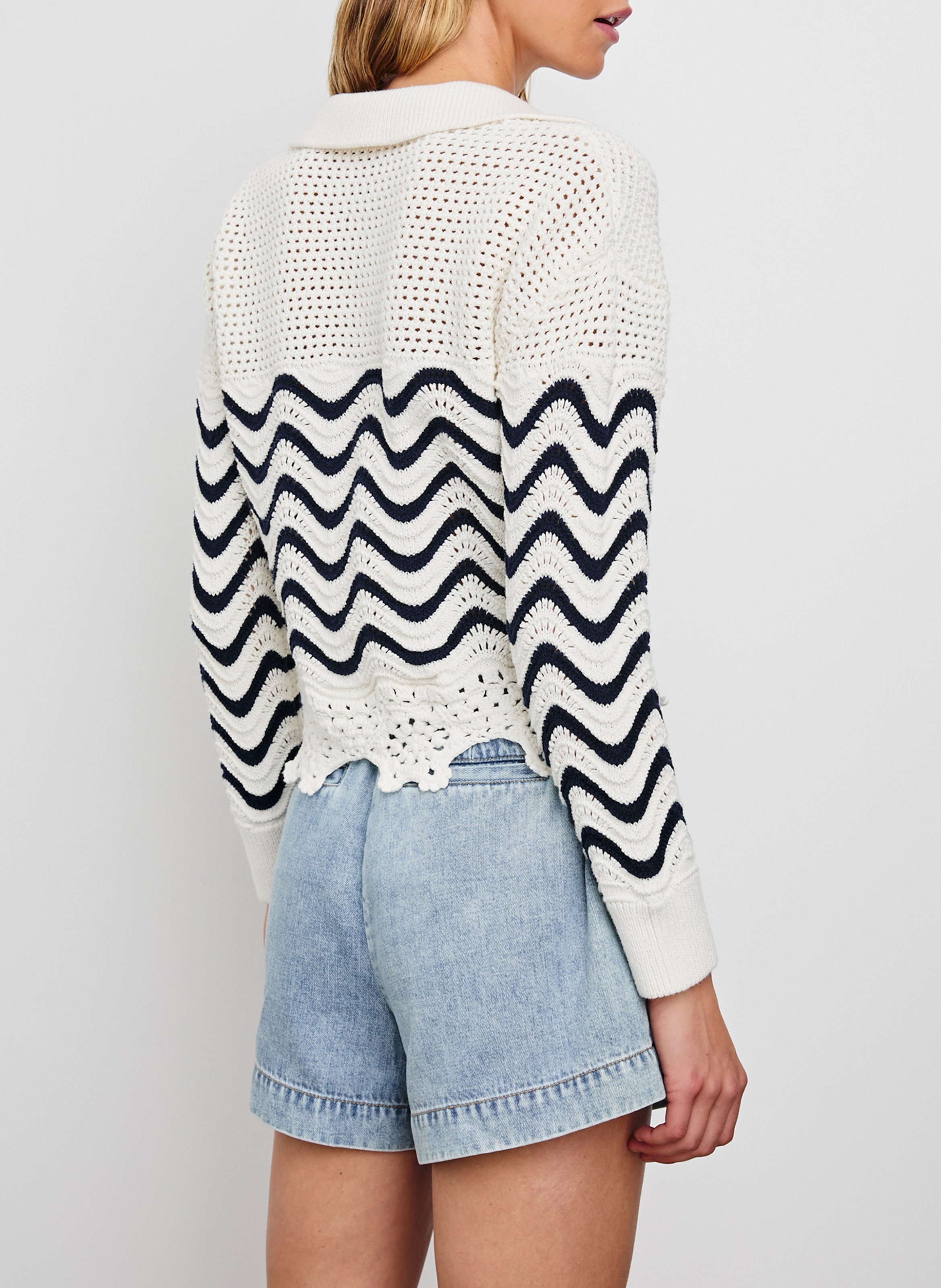 Pull col V en coton RAILS Blanc