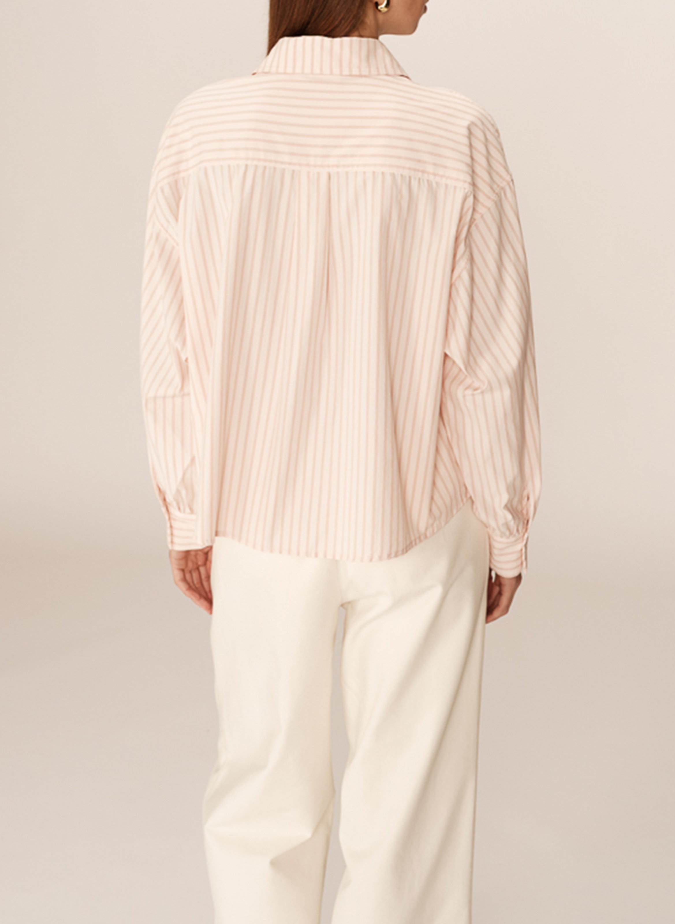 Chemise droite col classique en coton mélangé GRACE ET MILA Rose