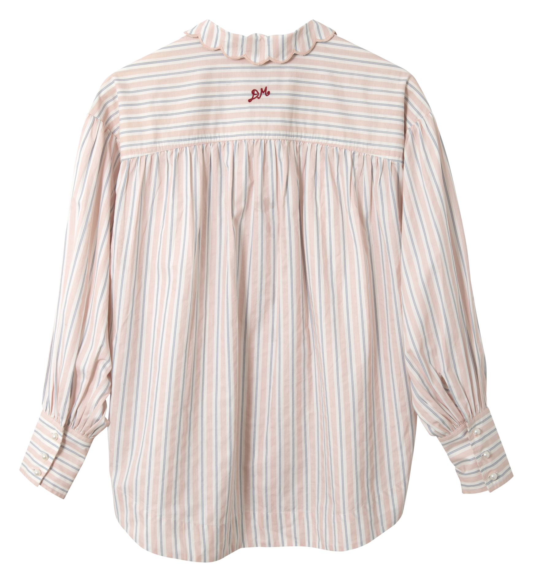 Wijd gestreept overhemd met feston details Oranje