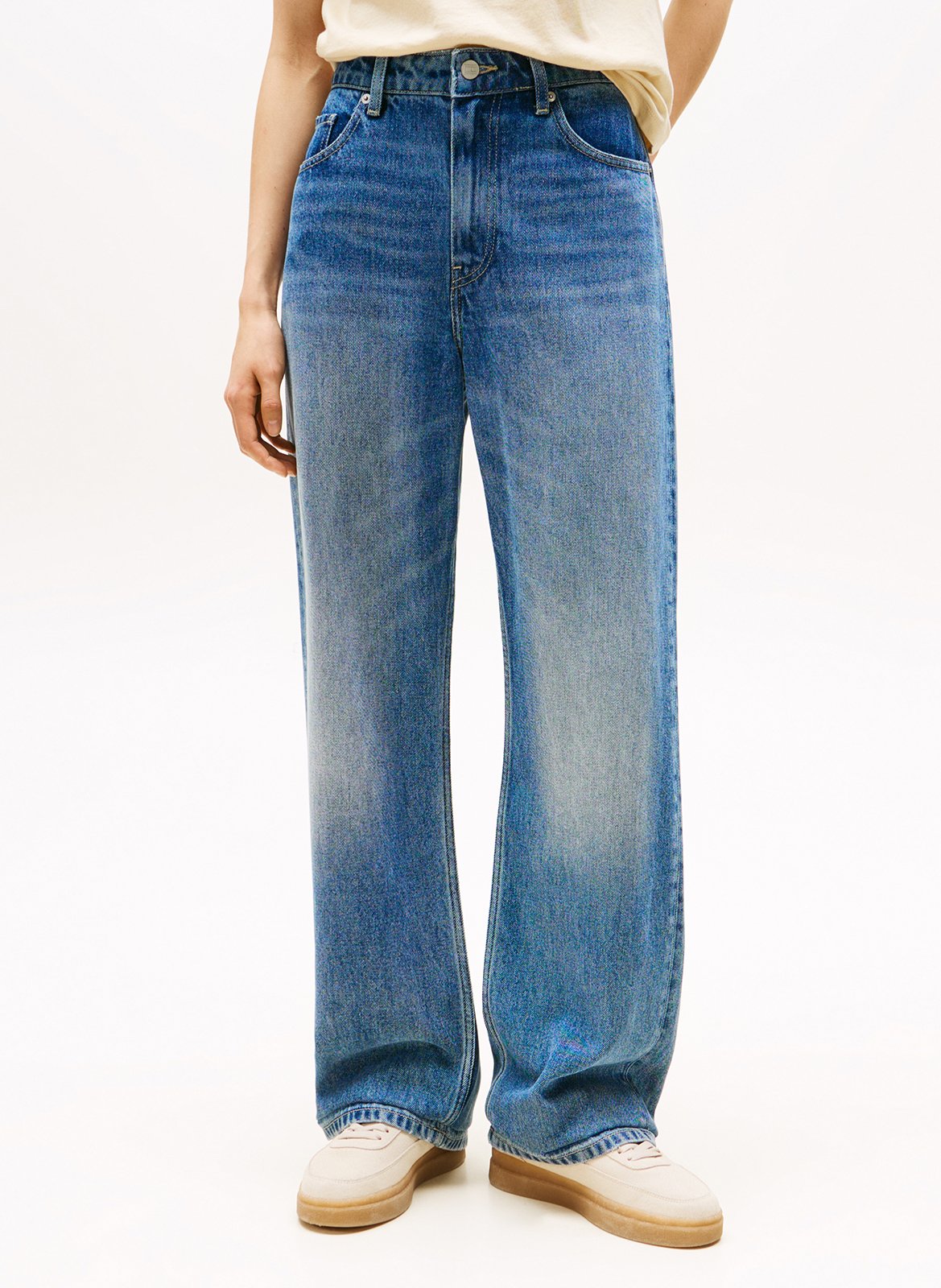 Jean droit délavé TOMMY HILFIGER Bleu