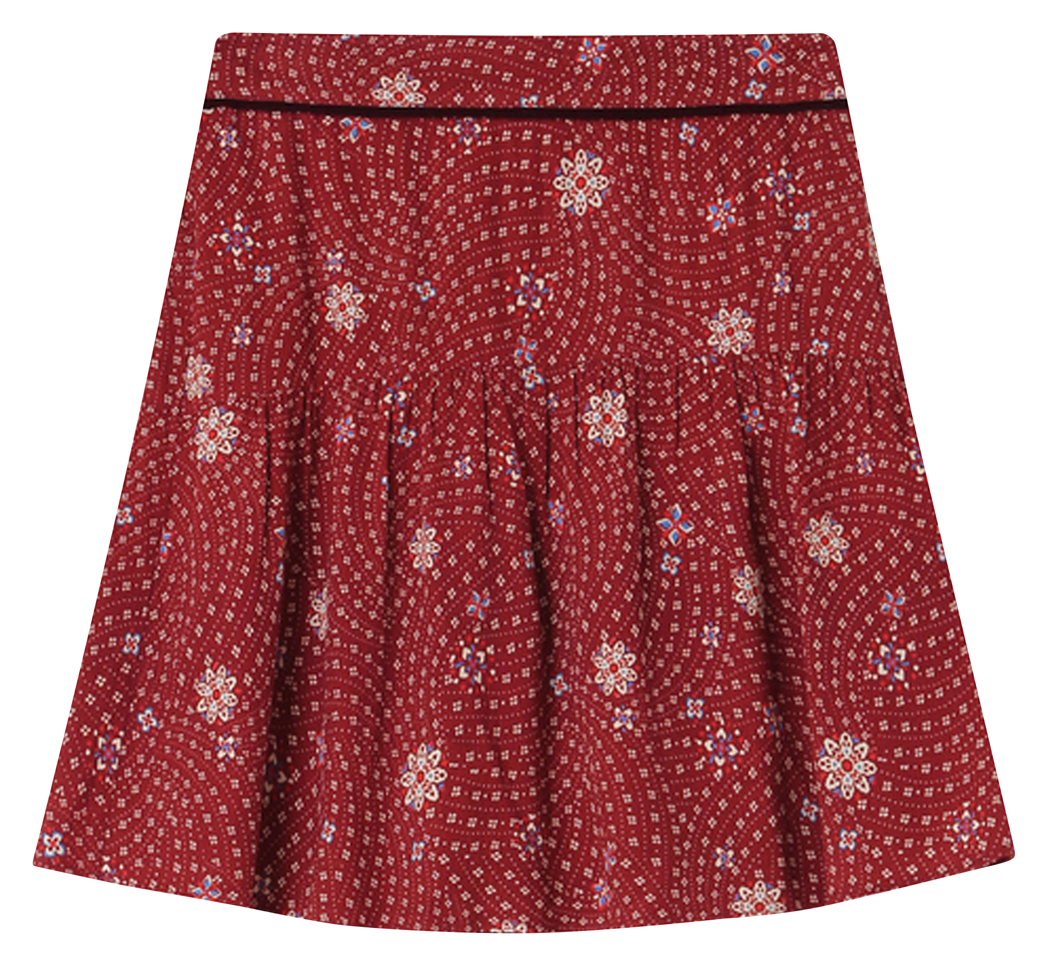 Jupe trapèze imprimée Marron