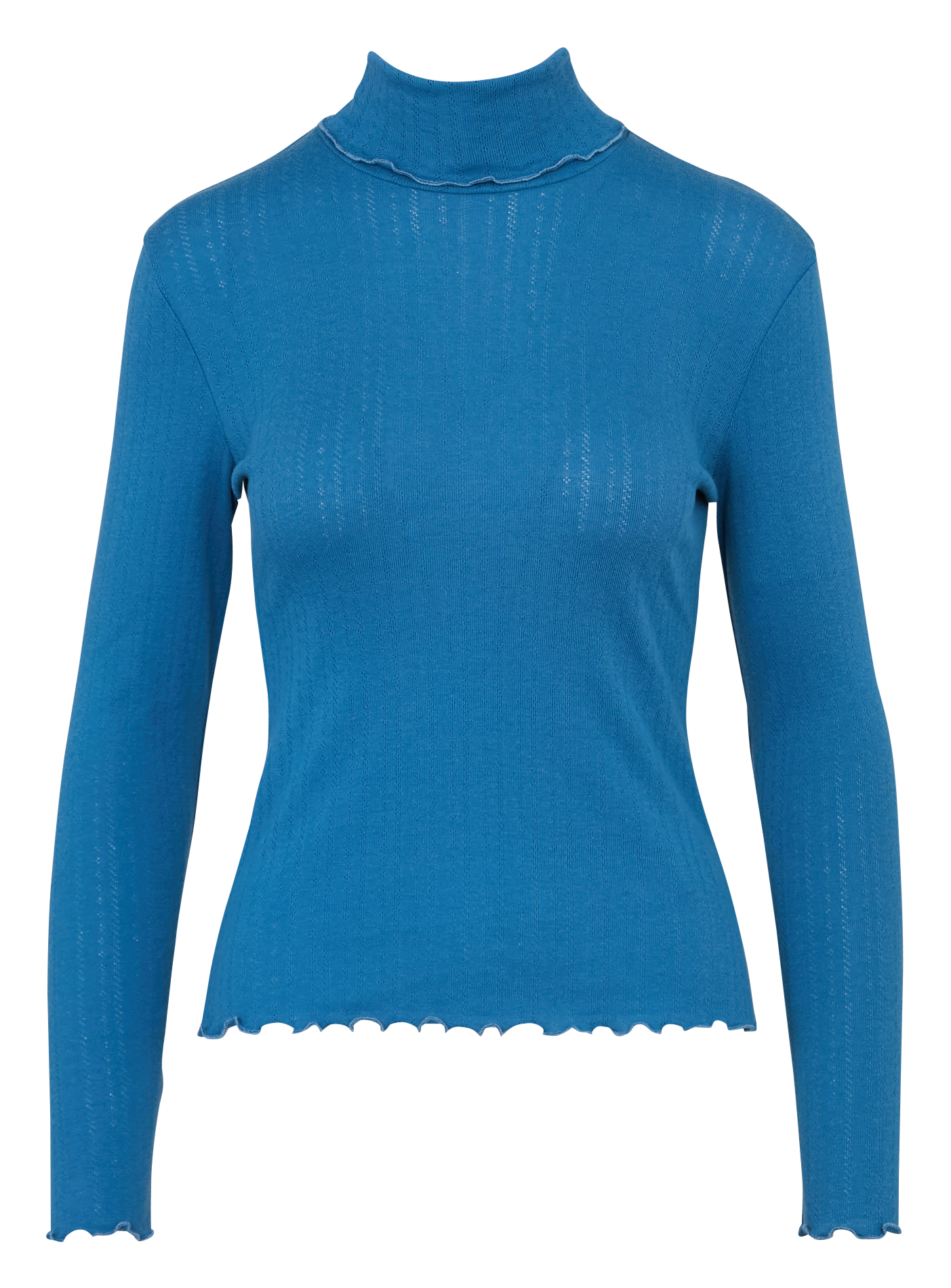 Straight turtleneck in pointelle knit Blue