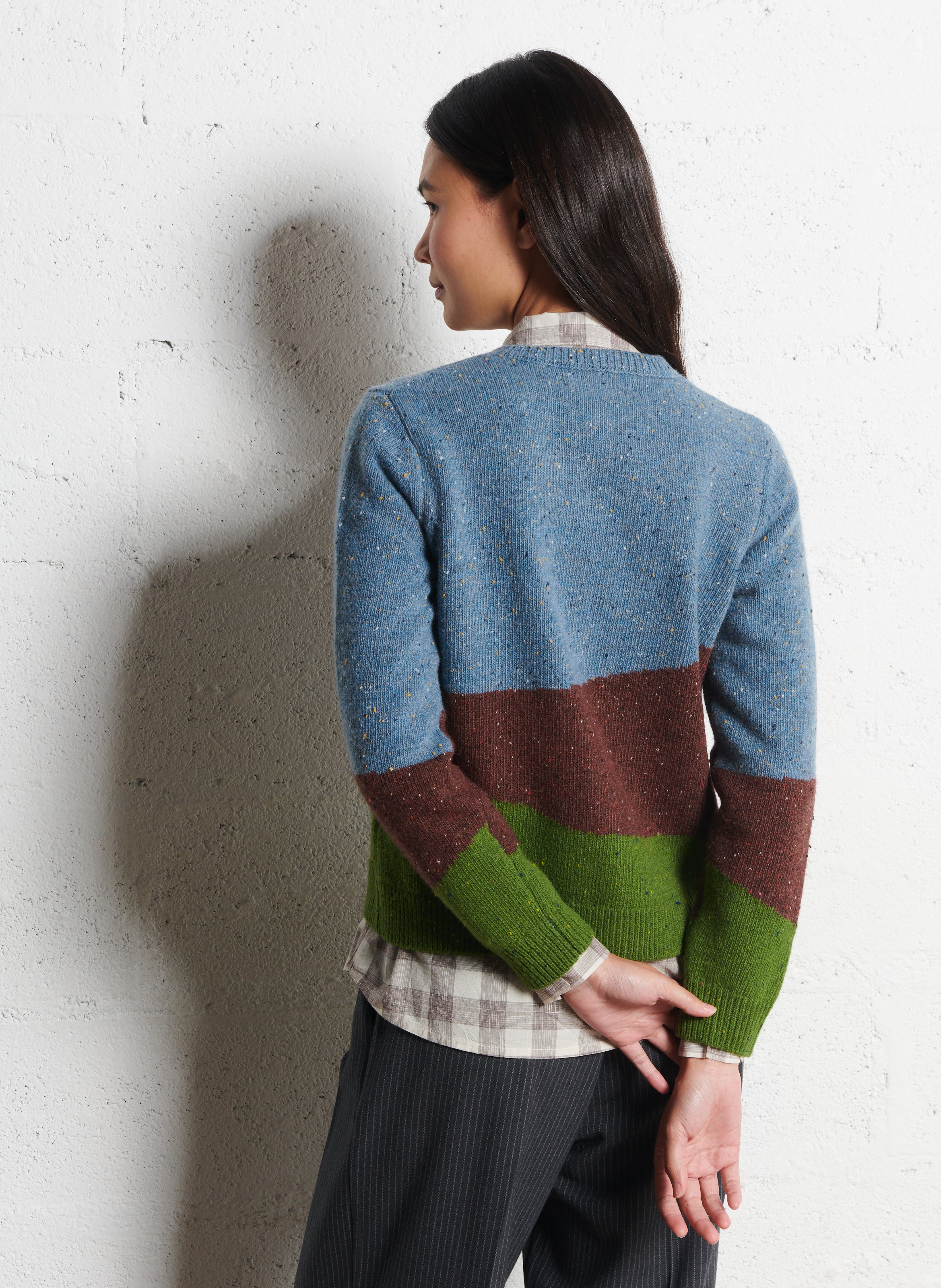 Cardigan droit à motifs en laine mélangée NICE THINGS Bleu