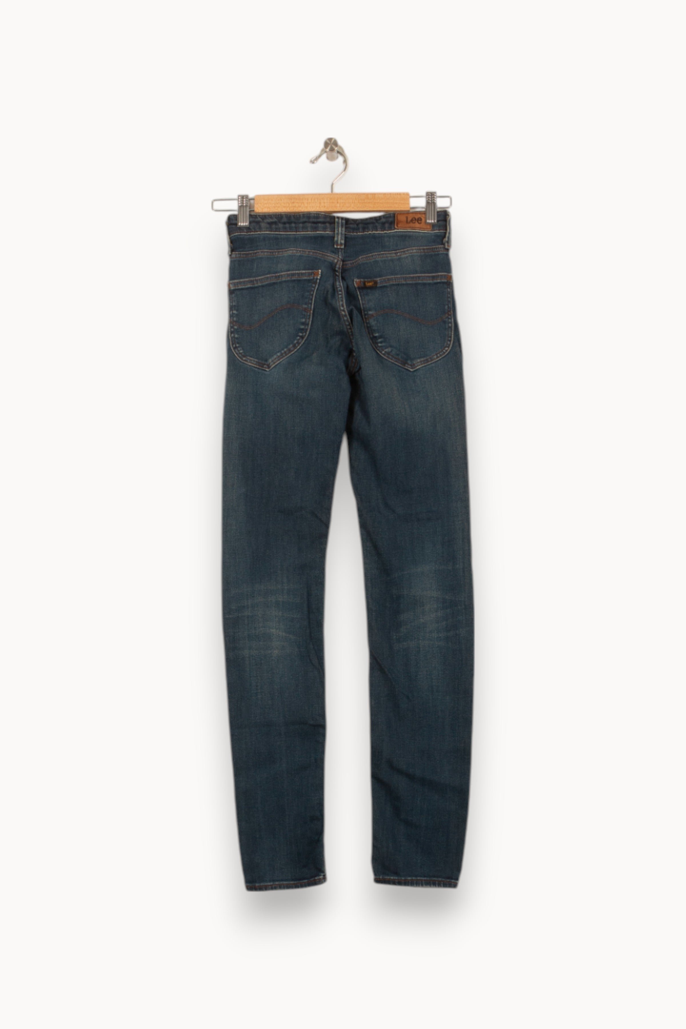 Cropped slim jeans with studs LEE - Seconde Main Blue