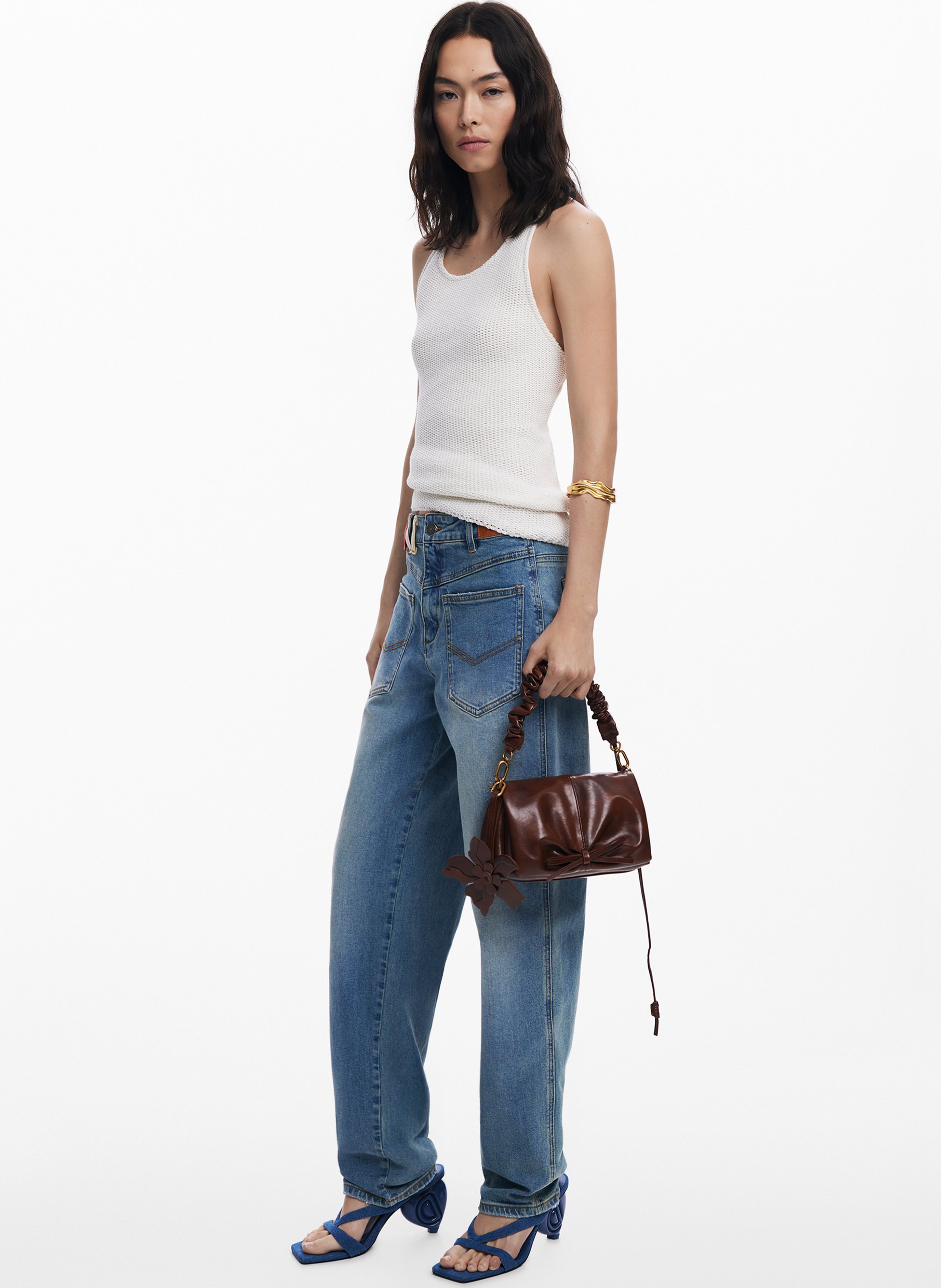 Sac bandoulière brillant à fleurs  DESIGUAL Marron