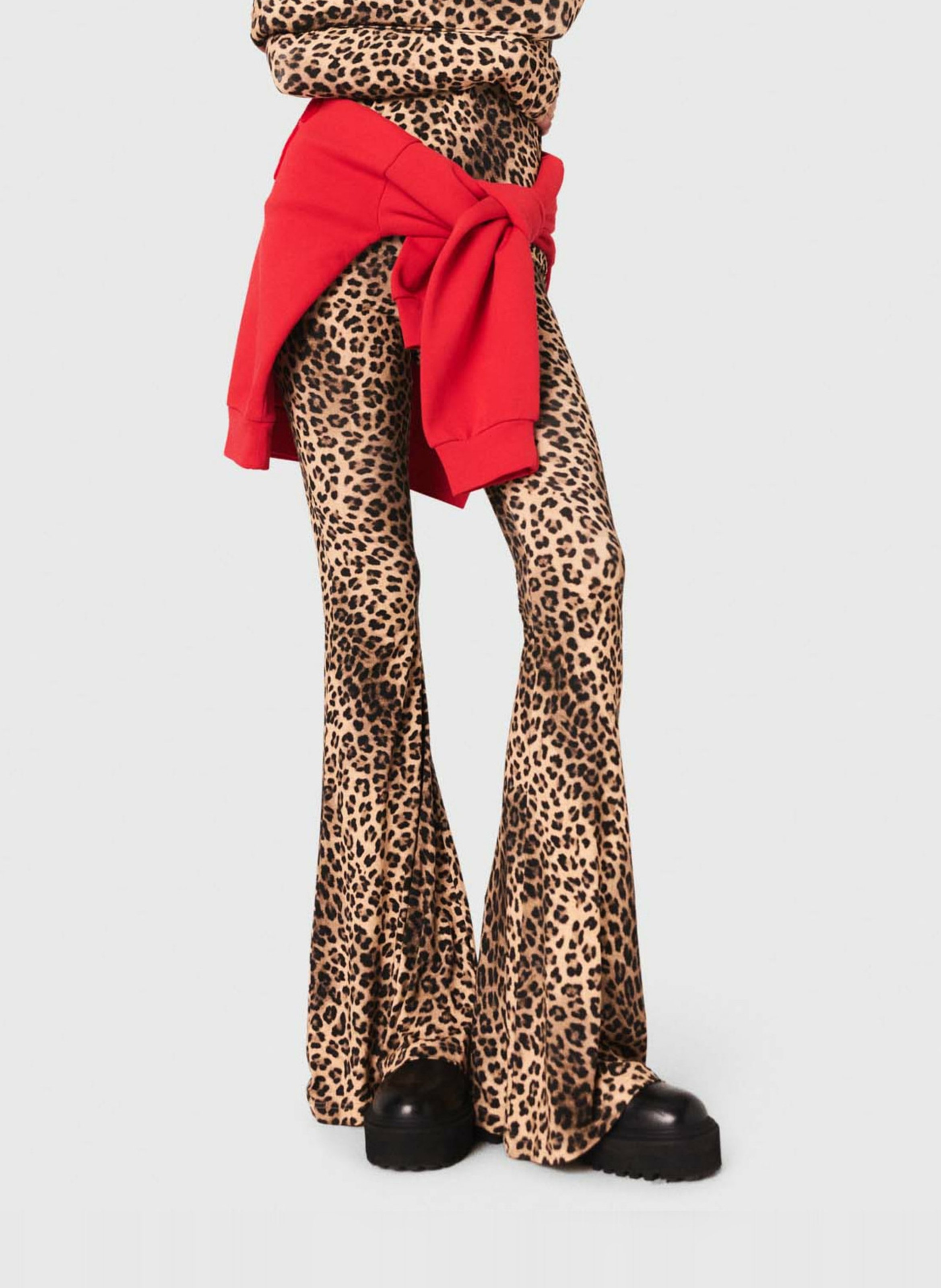 Flared Leopard Print Leggings MAJE Brown