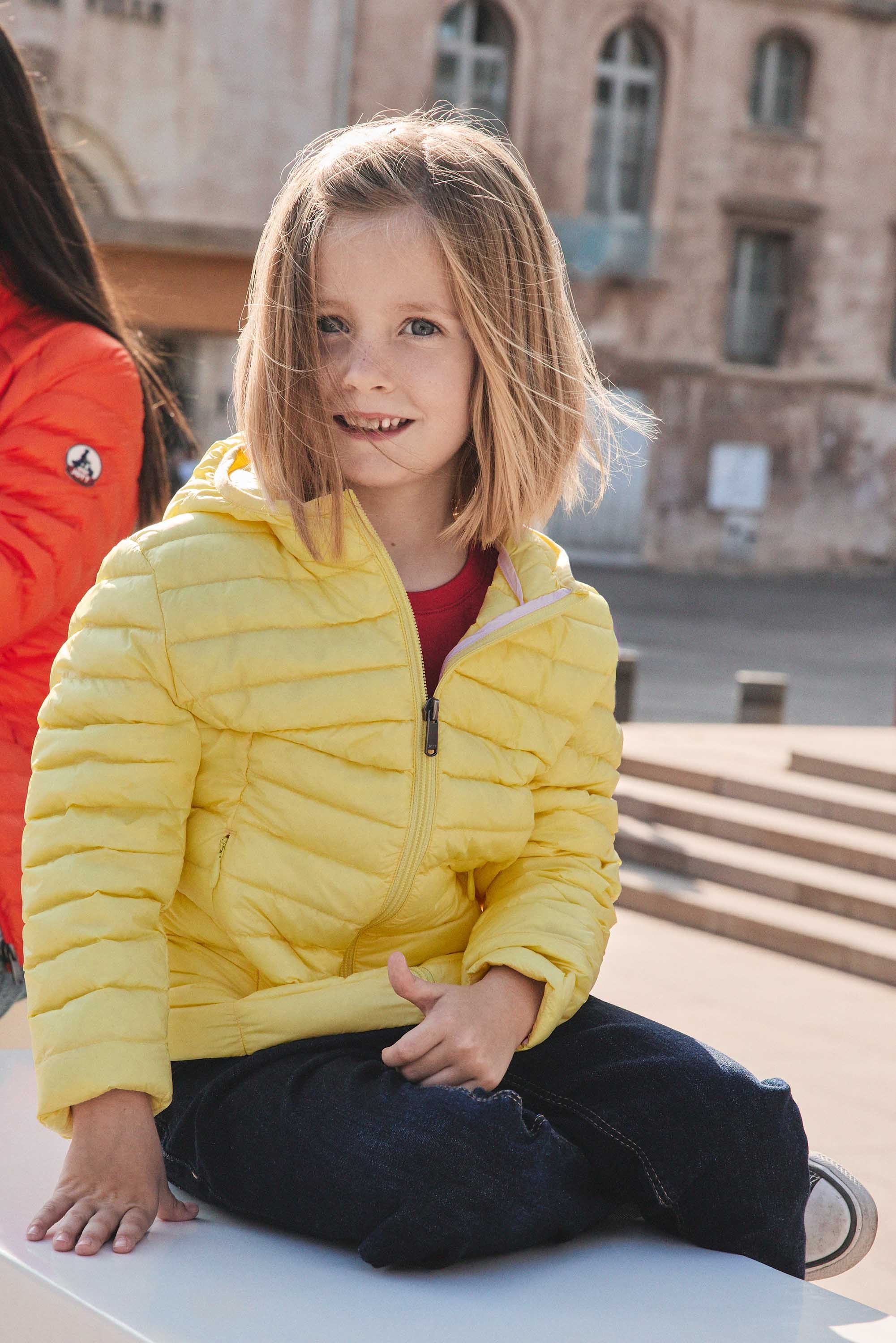 Carla lightweight hooded children's down jacket JOTT Yellow