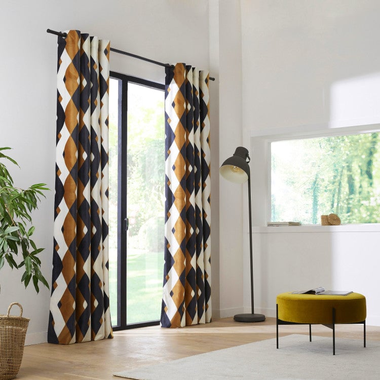Curtain with black eyelets MADURA Yellow