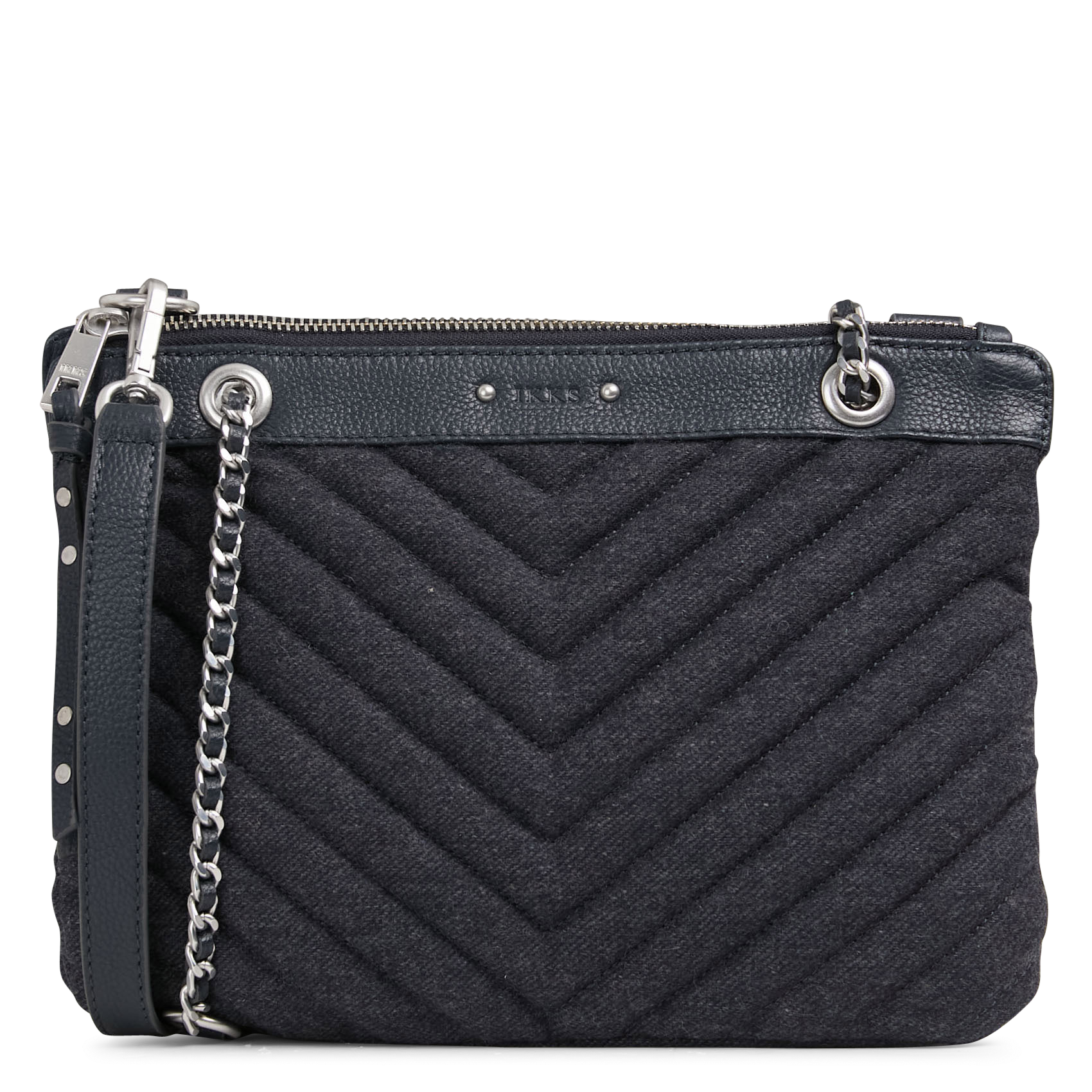 Quilted plain mix clutch bag IKKS Blue