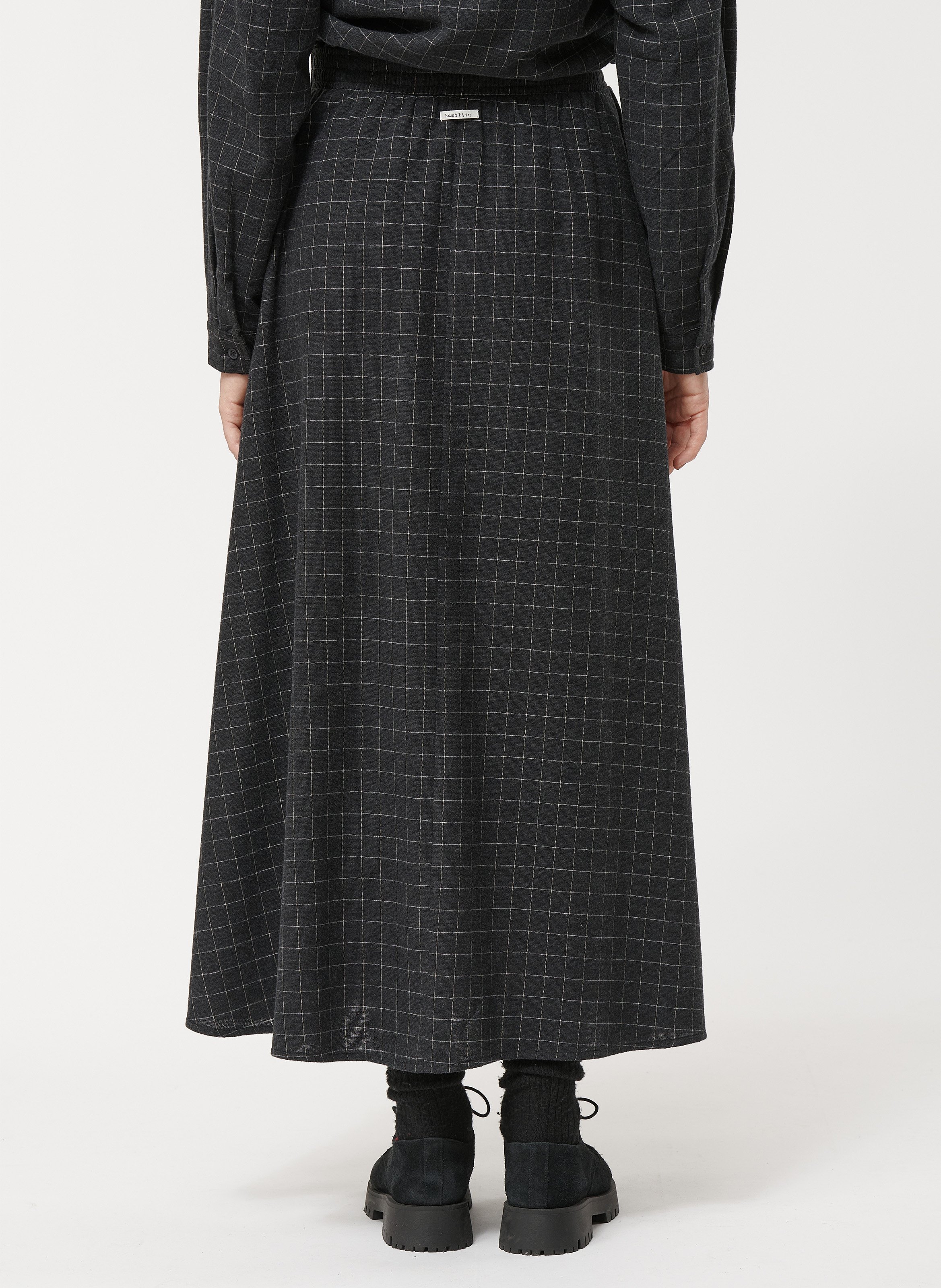 Jupe longue à carreaux HUMILITY Argent