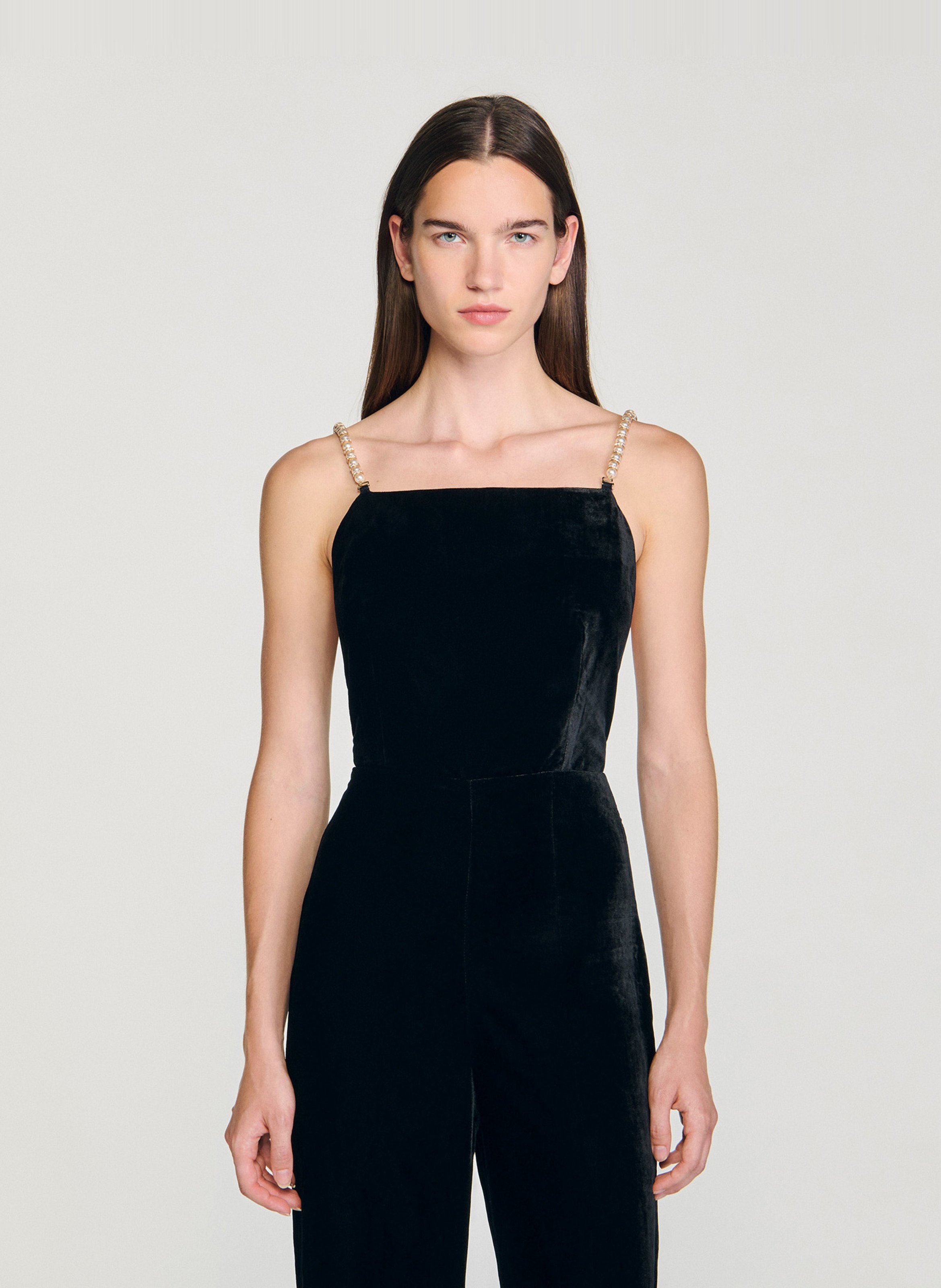 Combinaison col carré effet velours SANDRO Noir