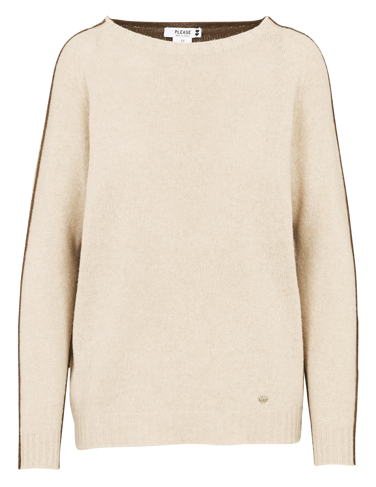 Pull col rond en laine mélangée PLEASE Beige