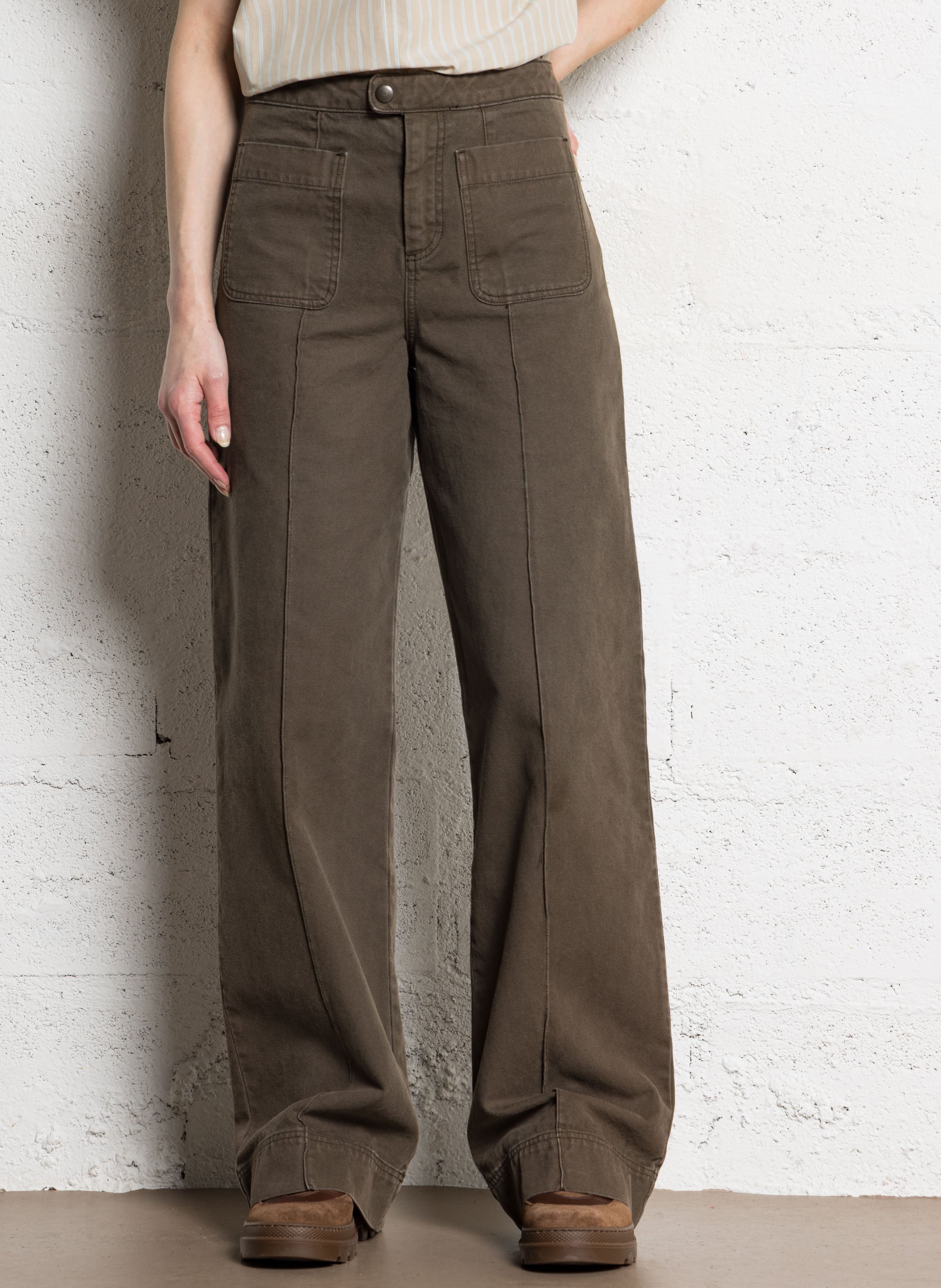 Wide cotton trousers  SOEUR Khaki