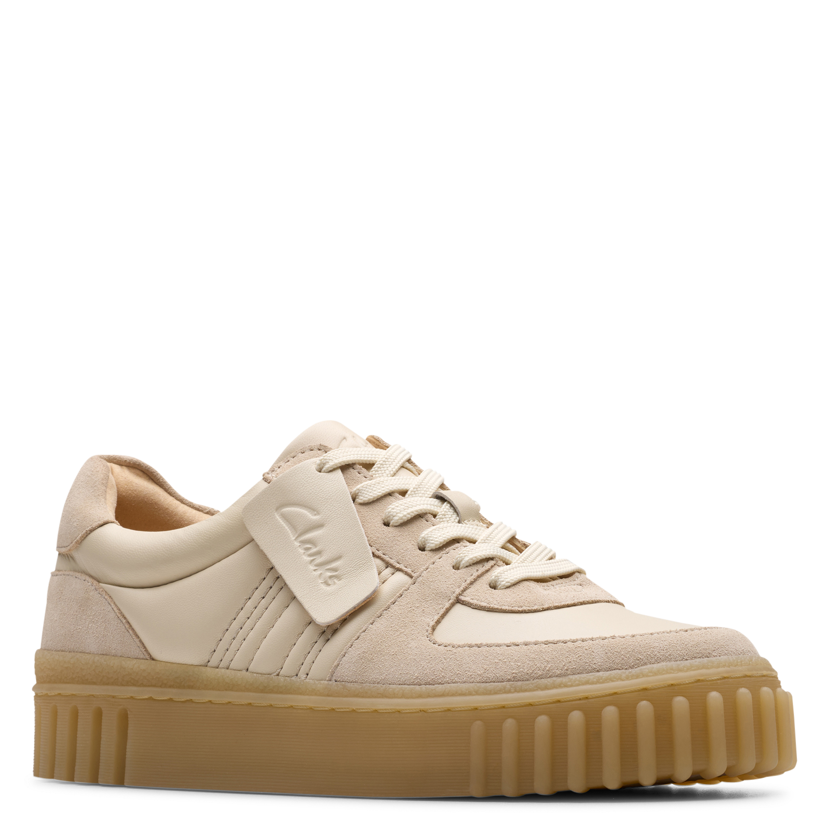 Baskets basses à lacets en cuir CLARKS Beige