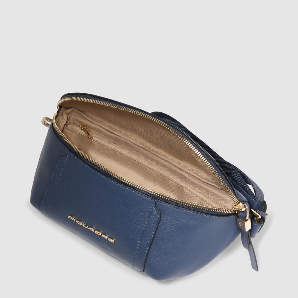 Women's leather RFID protected waist bag PIQUADRO Blue