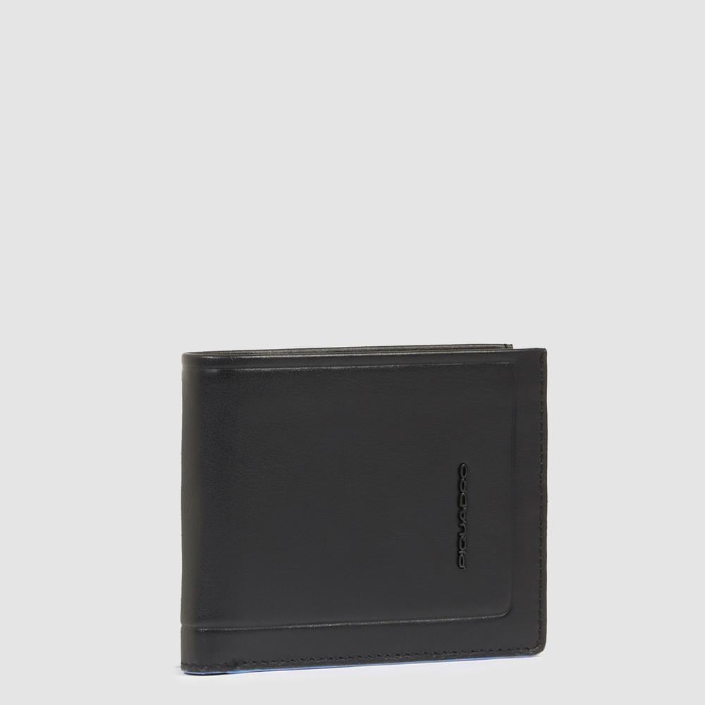 Men's leather wallet with ID card holder, coin pocket, credit card slots, and RFID protection PIQUADRO Black