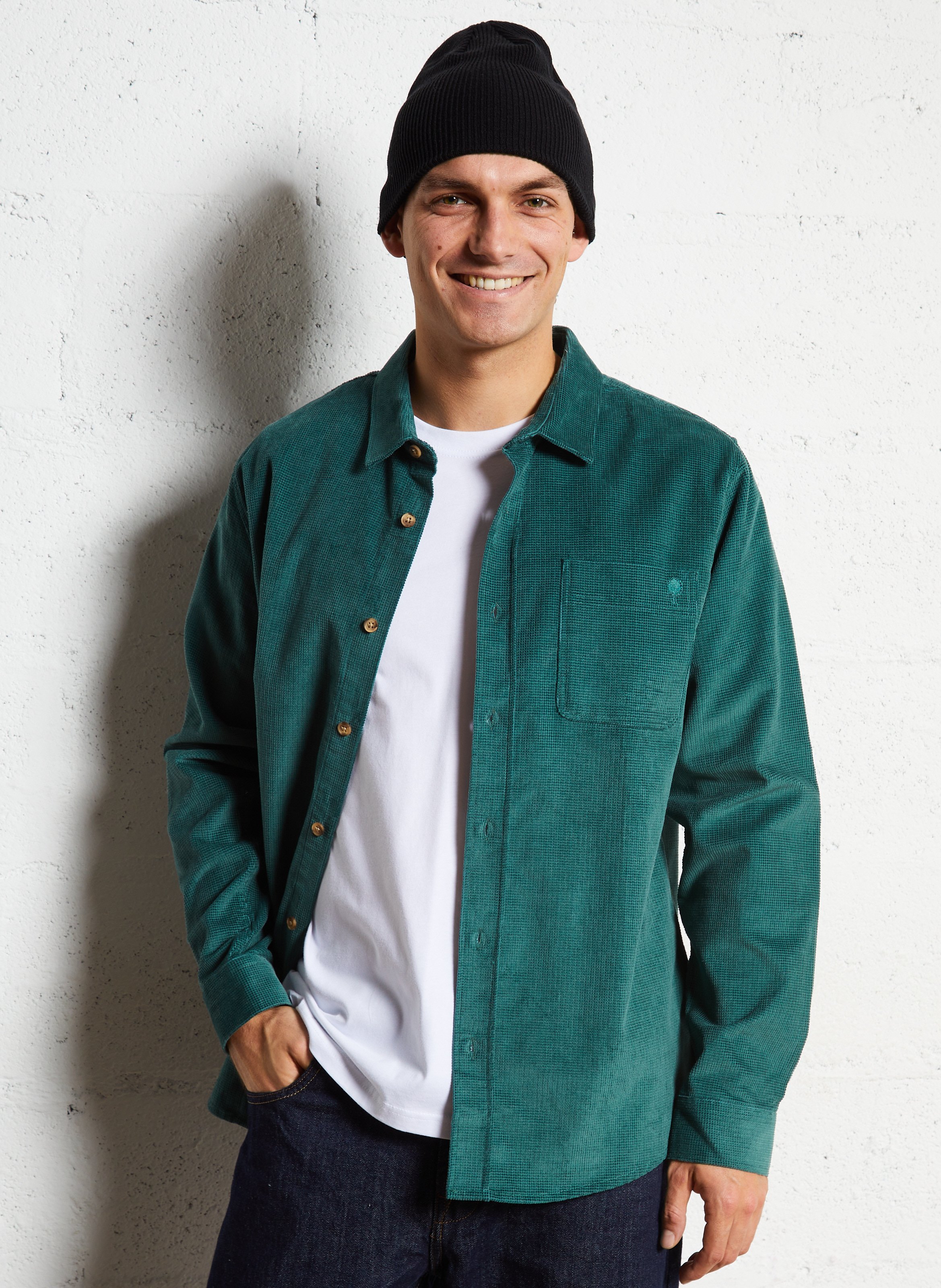 Surchemise col classique en coton FAGUO Vert