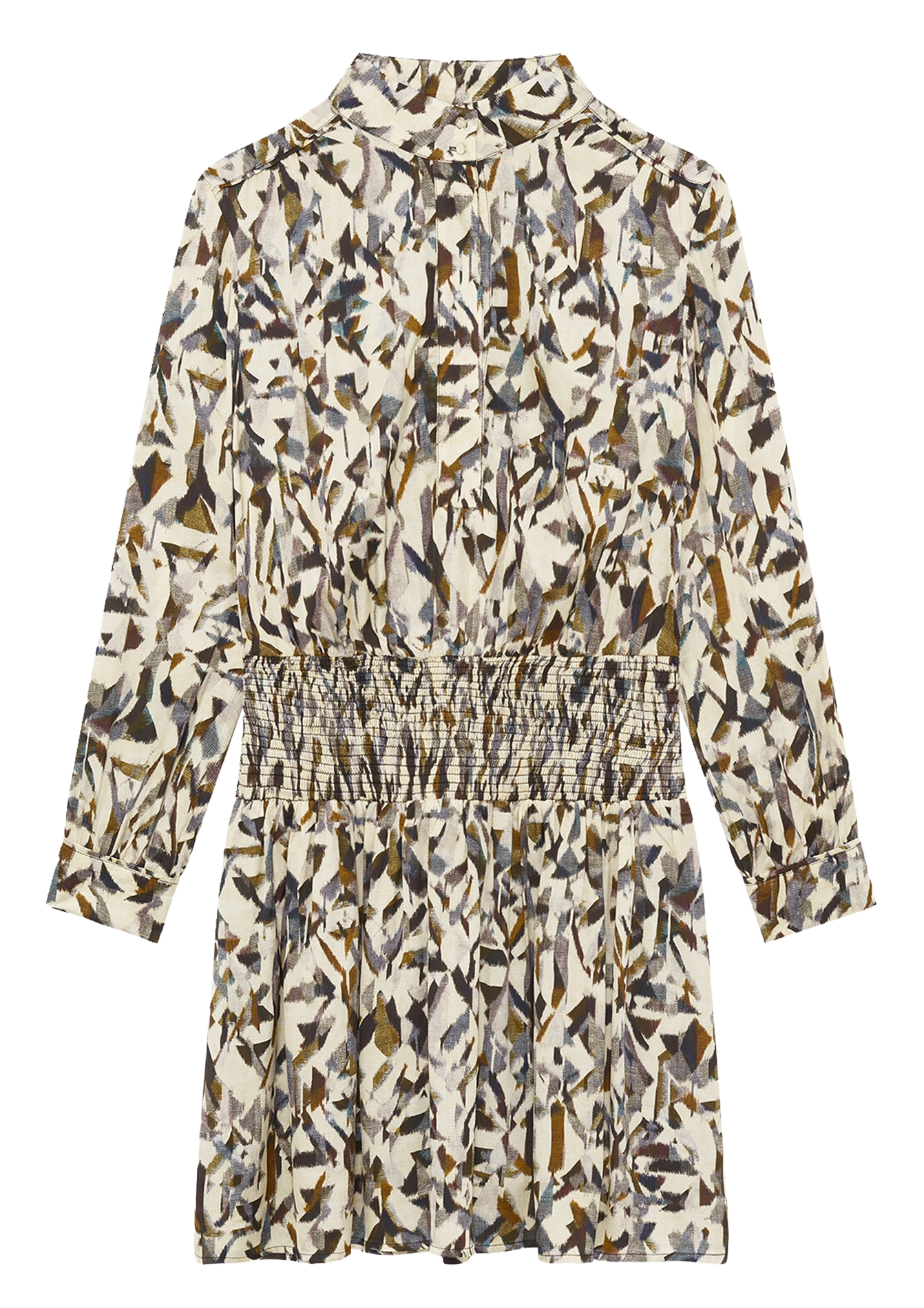 Robe courte col montant CAROLL Beige