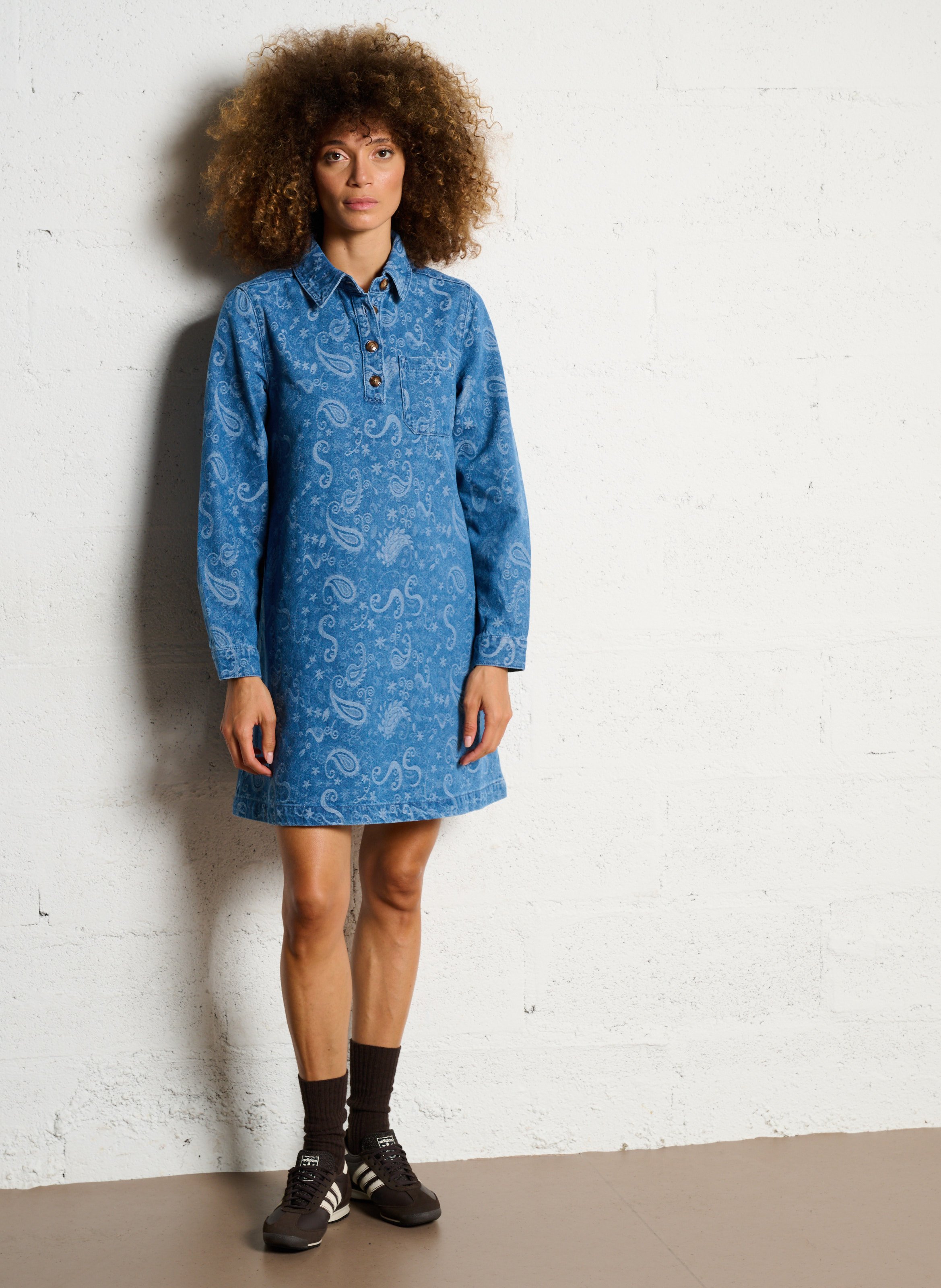 Korte, gerende jurk - katoenblend LA PETITE ETOILE Jeans Stone