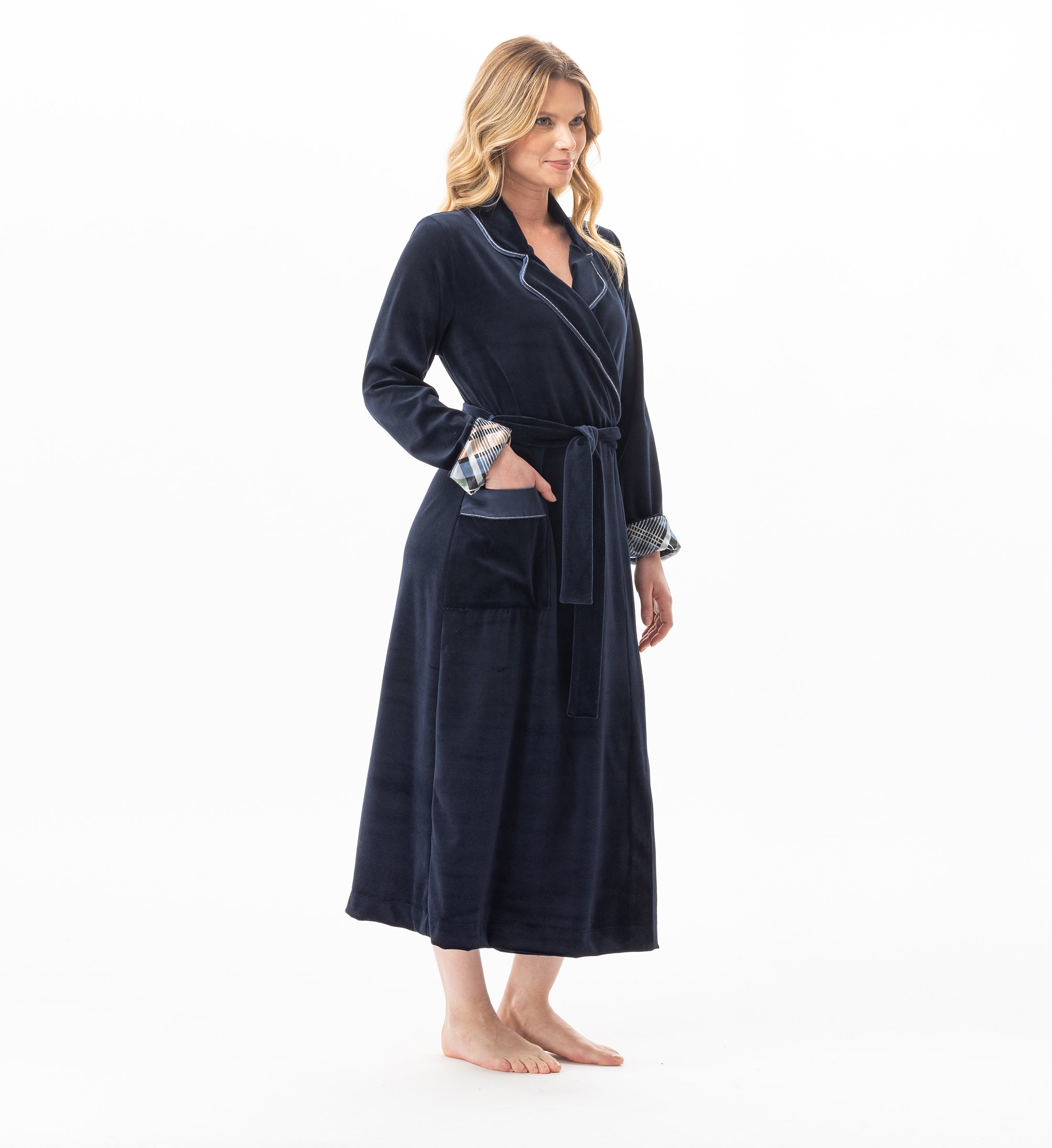 Velour bathrobe LE CHAT Blue