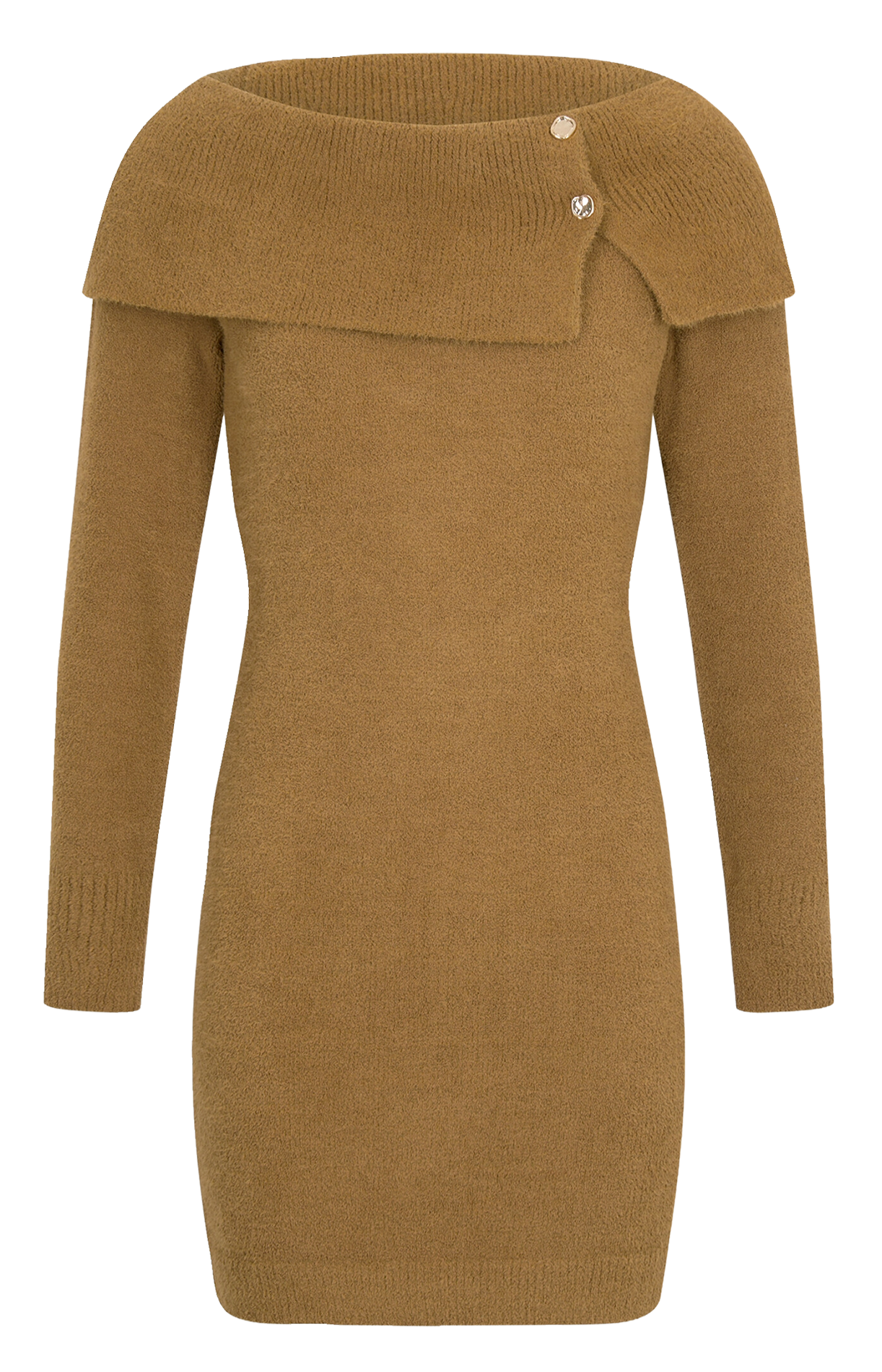 Robe courte col bardot en maille MORGAN Marron