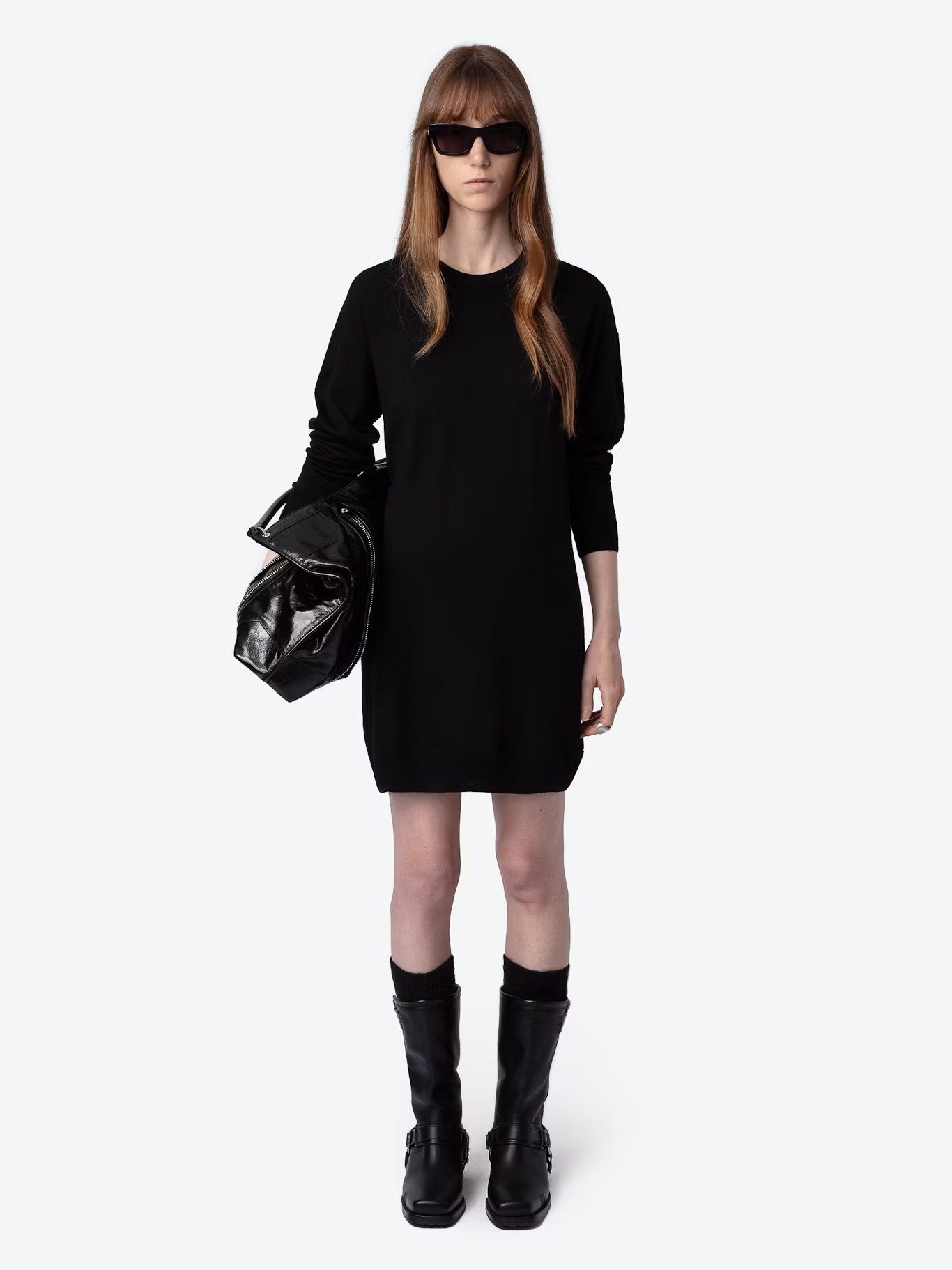 Robe courte col rond en laine ZADIG&VOLTAIRE Noir
