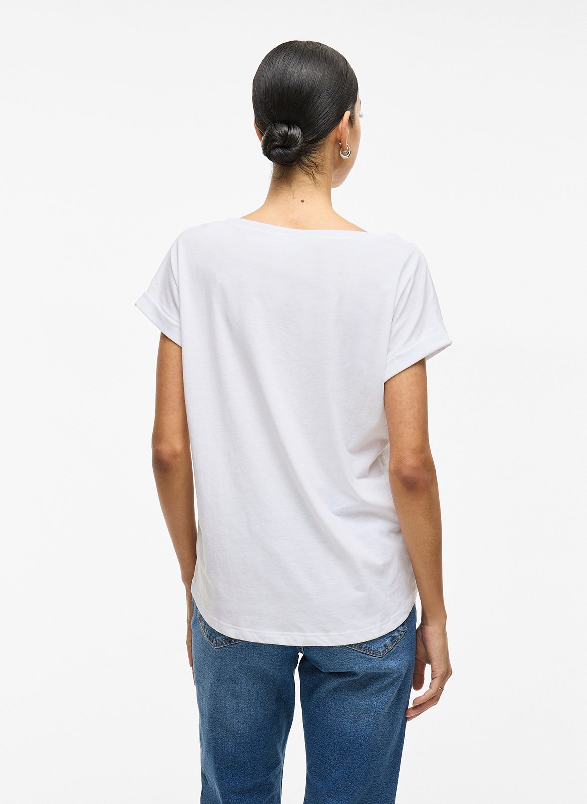 Basic cotton-mix T-shirt VILA White