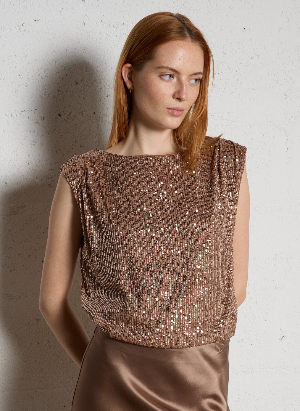 Top fluide sans manches sequins MAISON 123