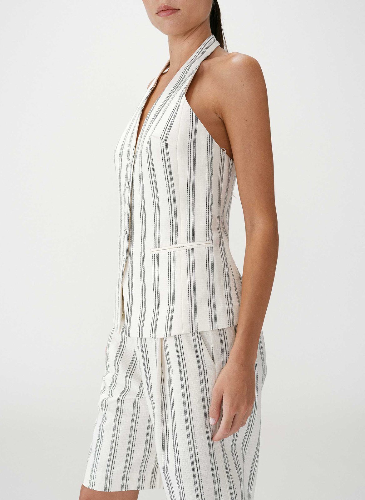 Top col v à rayures GRACE ET MILA Weiss