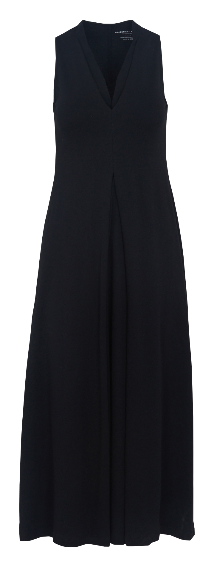 Robe longue ample sans manches à plis MAJESTIC FILATURES Noir