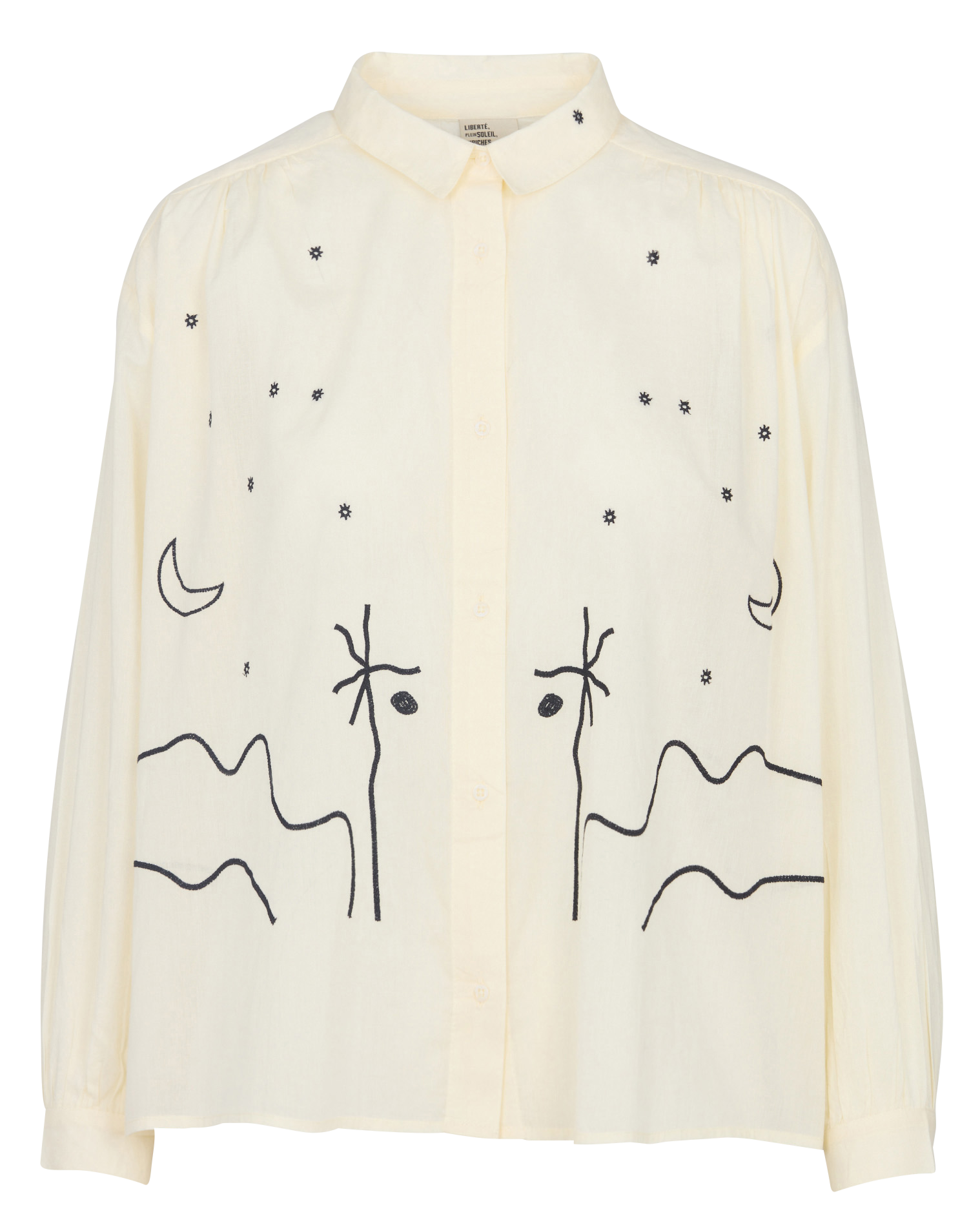 Chemise droite col classique en coton brodé SACRECOEUR