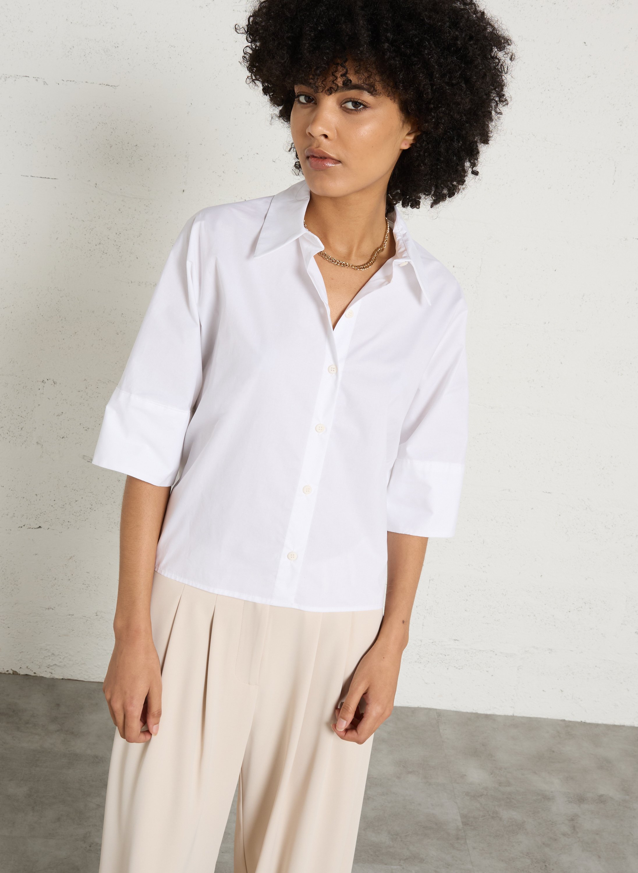 Baumwoll-Bluse PLEASE Weiss