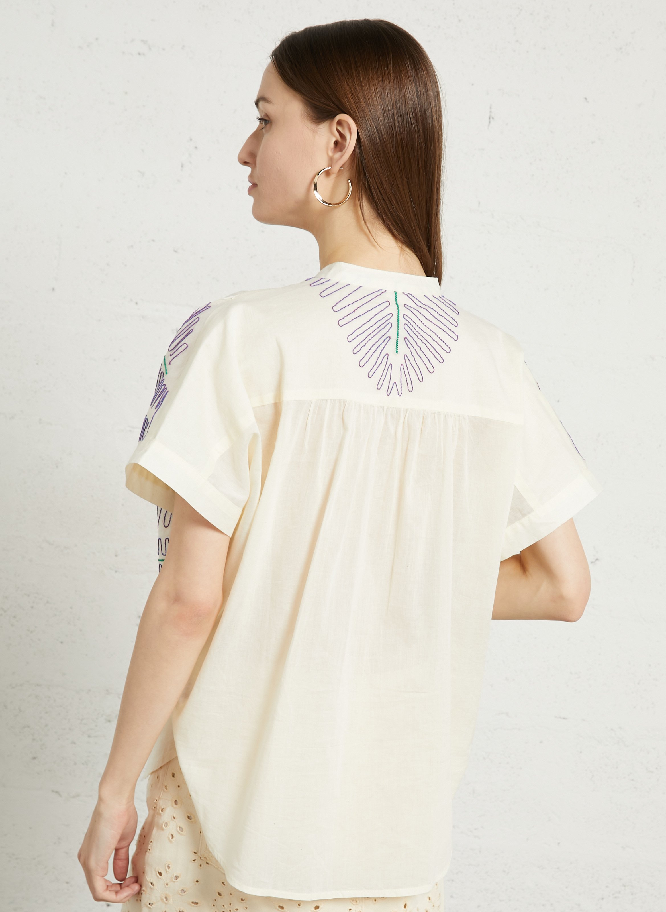 Weite Baumwollbluse mit Mao-Kragen SACRECOEUR Mehrfarbig