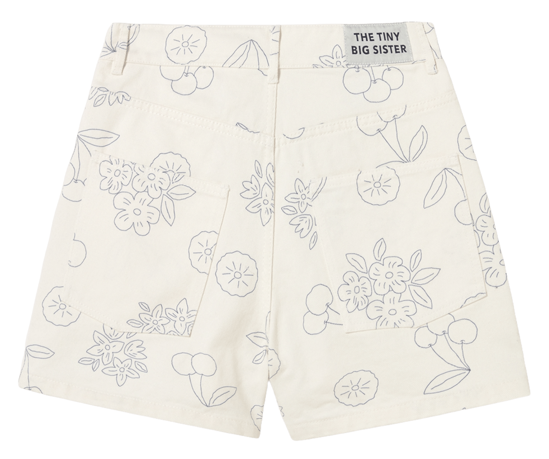 Gerade geschnittene Baumwollshorts mit Print THE TINY BIG SISTER Weiss