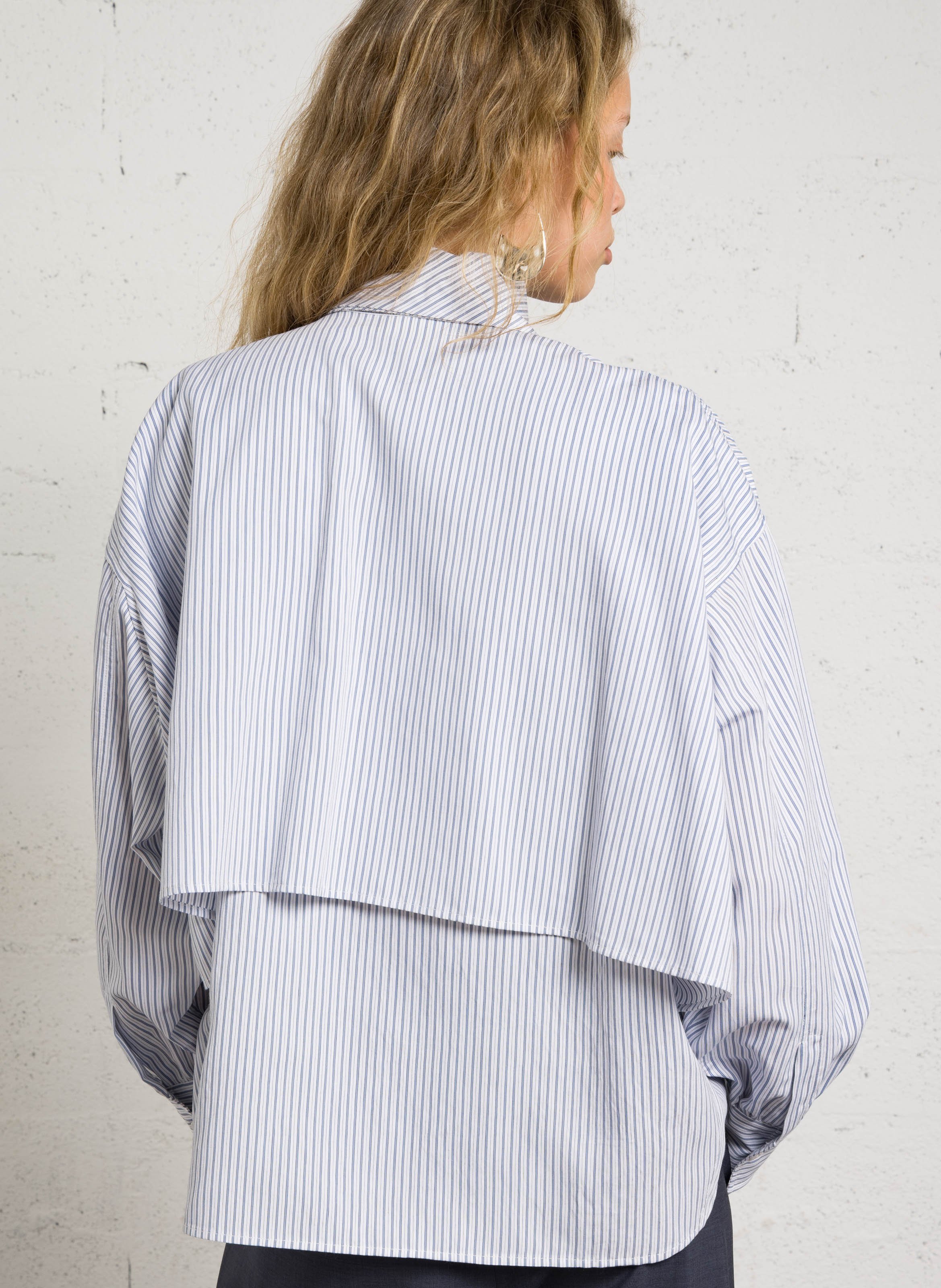 Wijde blouse van gestreept katoen MARGAUX LONNBERG Blauw