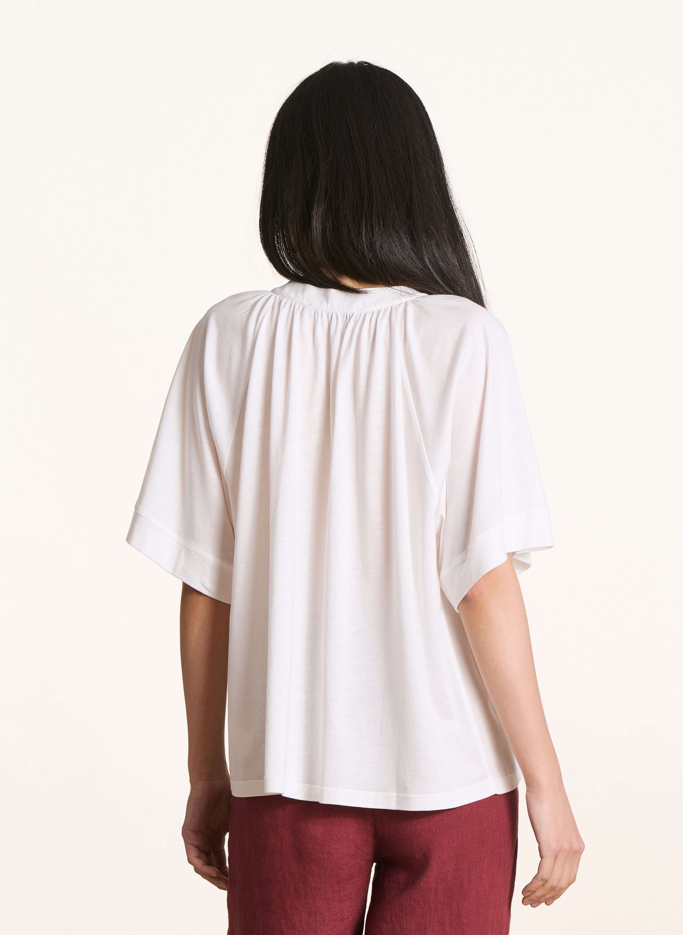 Tee-shirt fluide col tunisien LA FEE MARABOUTEE Blanc