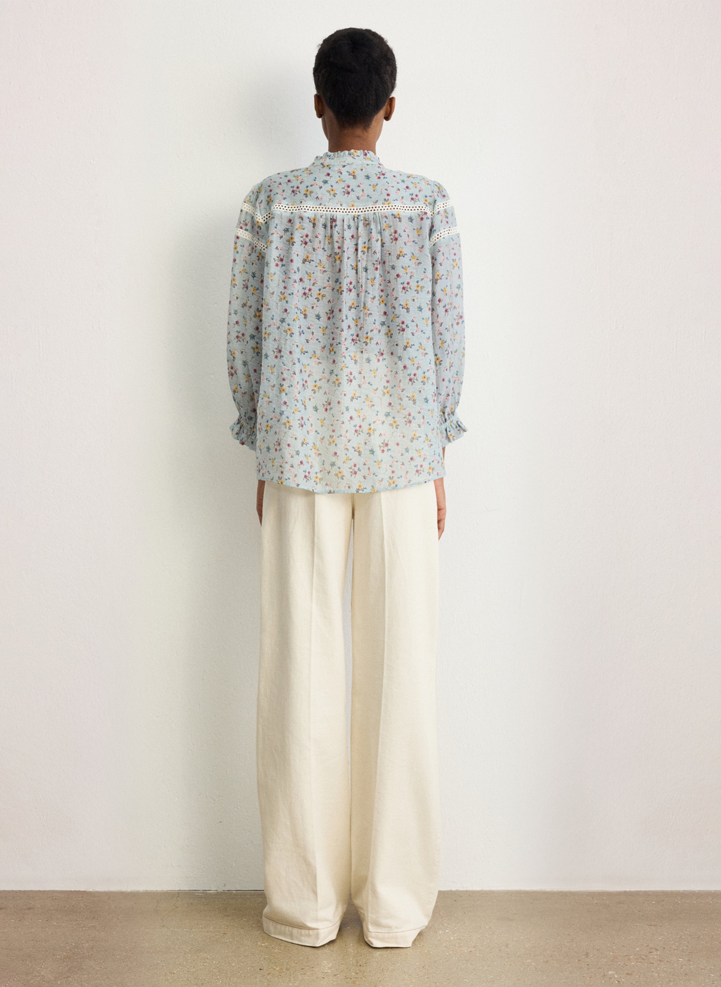 Rechte top met tuniekhals en print PABLO Blauw