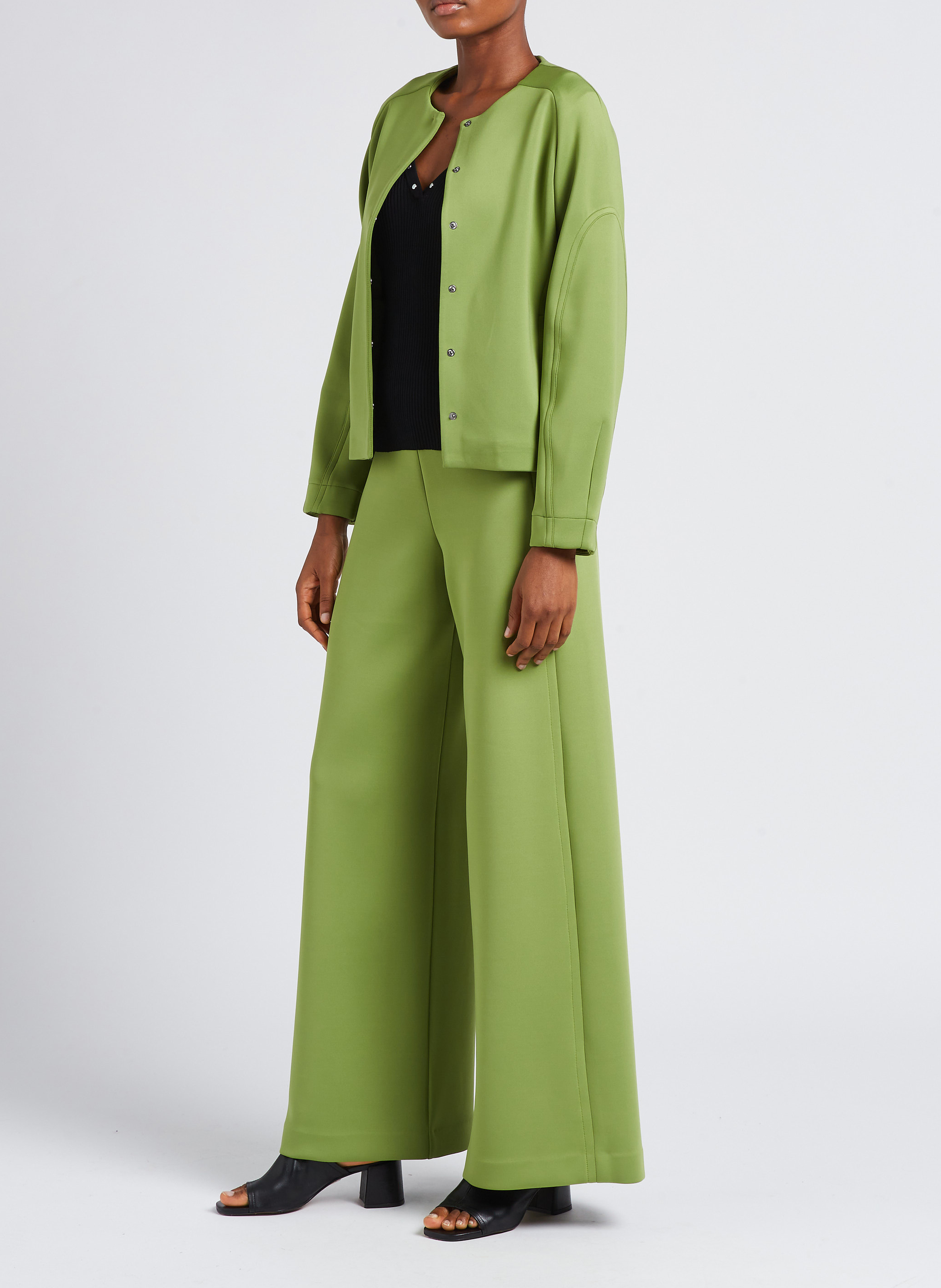 Gerade geschnittene Jacke mit Rundhalskragen MAX MARA LEISURE Grun