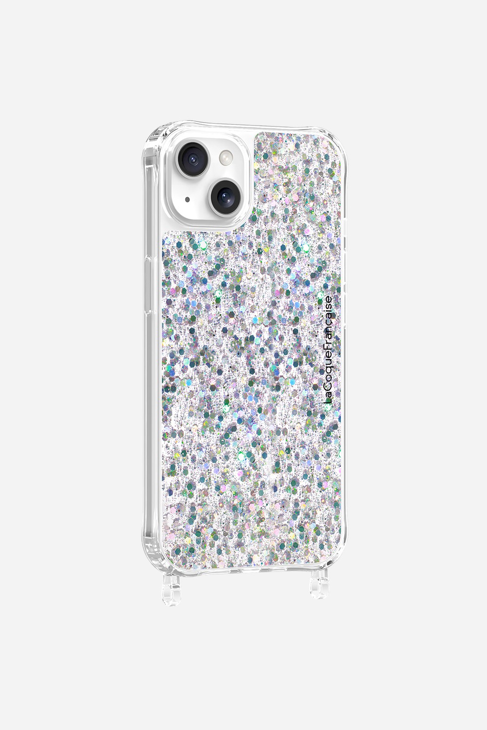 Phone case with holographic glitter rings for iPhone 15 Plus LA COQUE FRANCAISE Silver