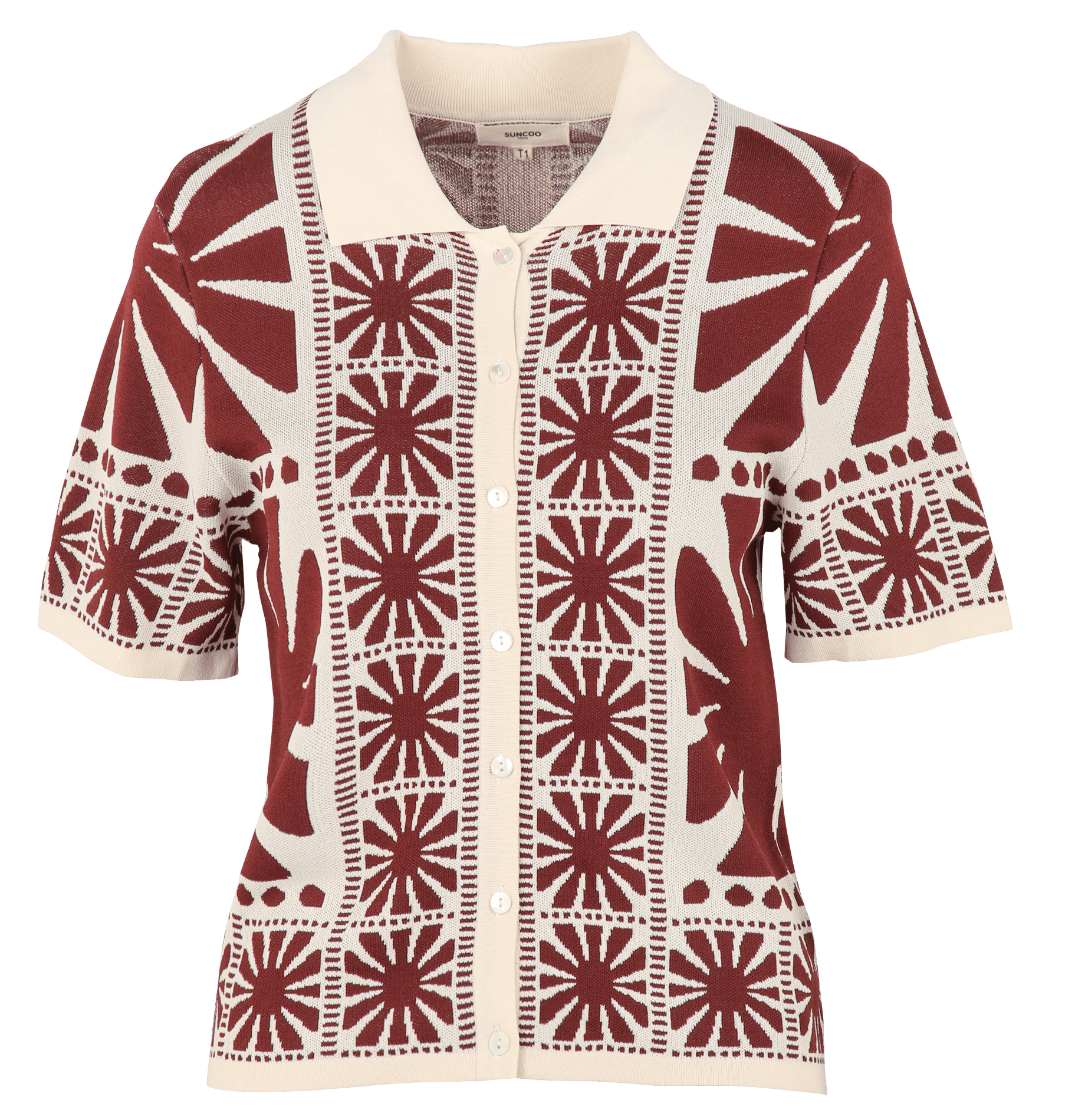 Gerade geschnittene Weste mit kurzen Ärmeln und Druck SUNCOO