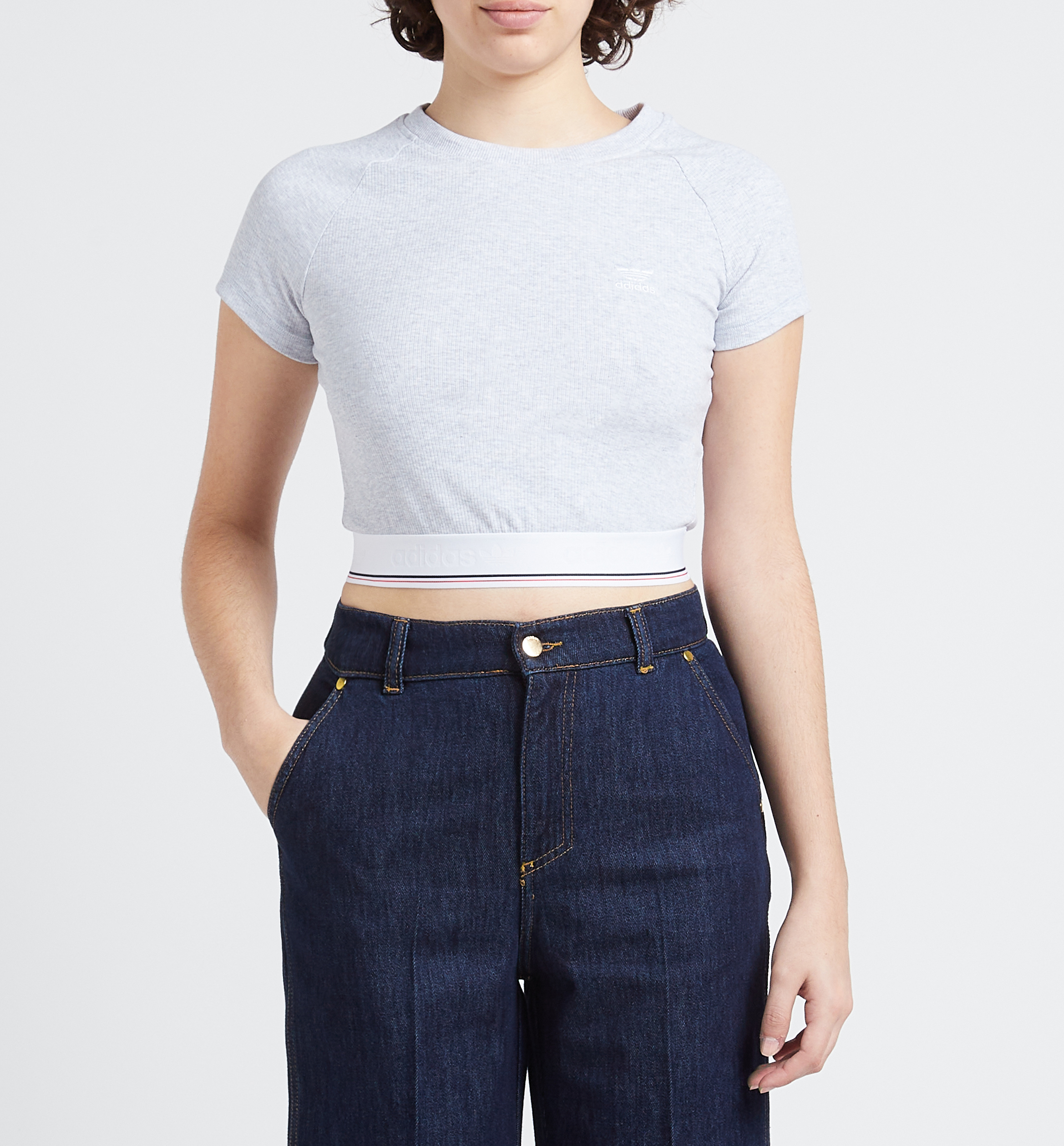 Kurzes Sport-T-Shirt aus Baumwoll-Mix ADIDAS Grau