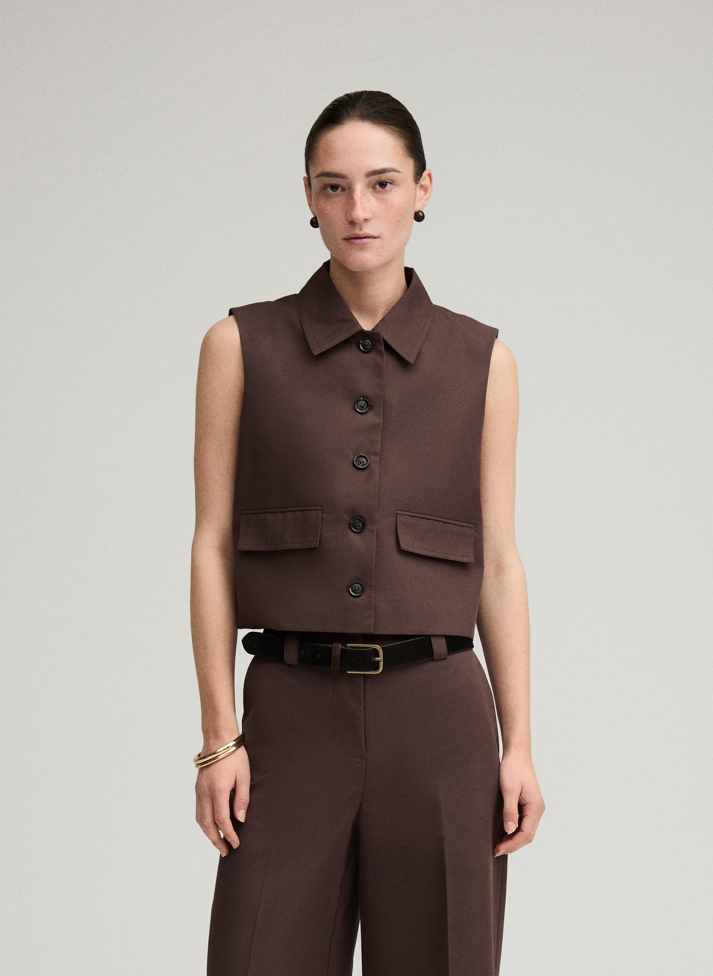 Gerade geschnittene Jacke aus Baumwoll-Mix ROUGE EDIT Braun