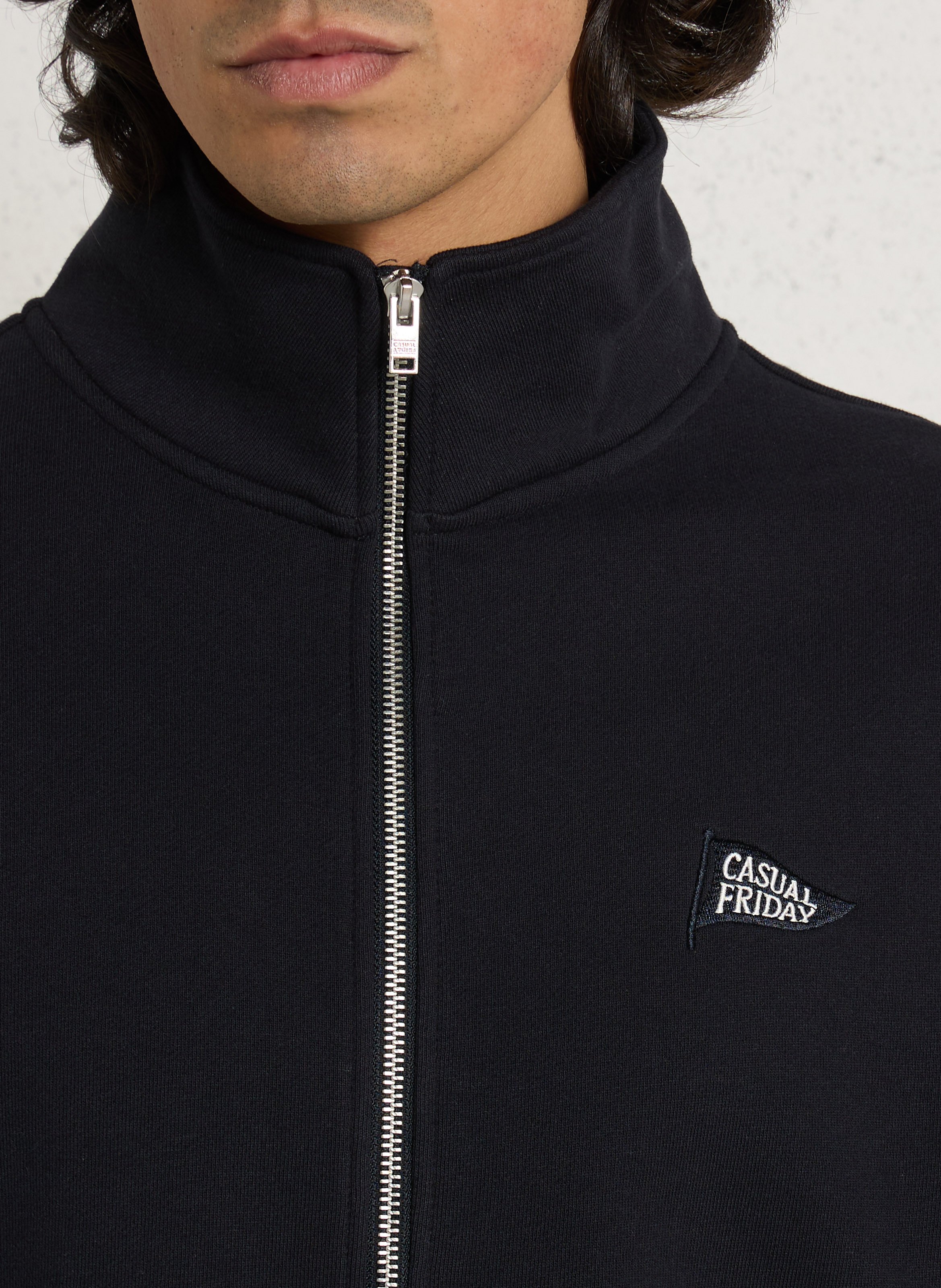 Gilet droit col montant en coton CASUAL FRIDAY Bleu