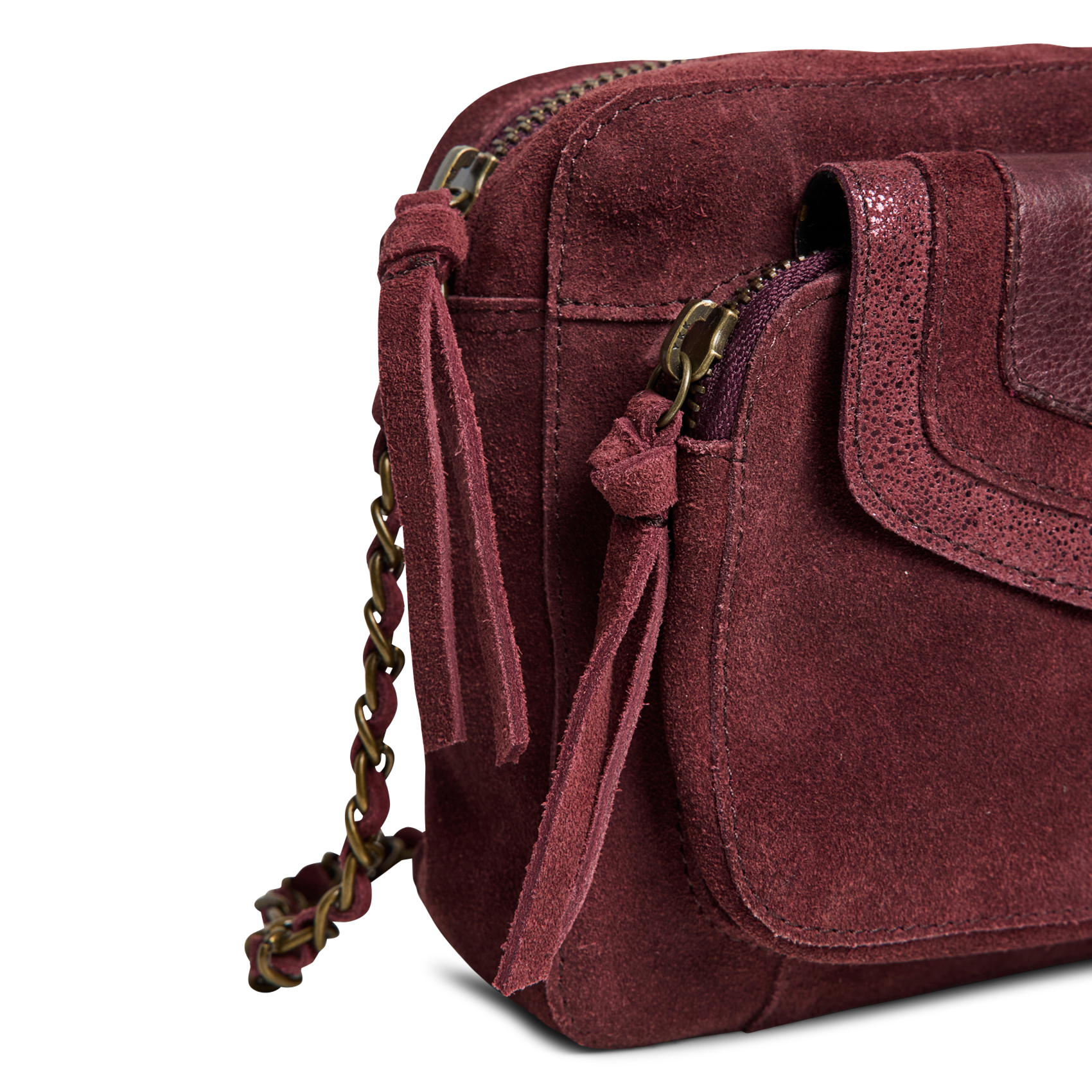 Sac bandoulière en cuir PIECES Prune